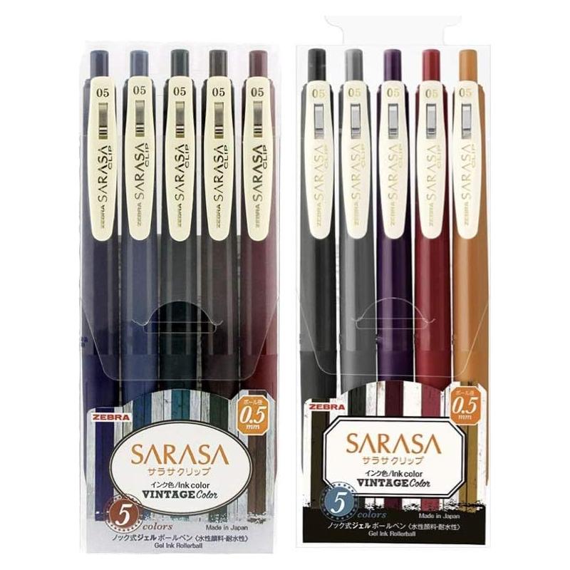 Bolígrafo de Gel Retráctil Zebra Sarasa Clip 0.5 mm - 10 Colores Vintage
