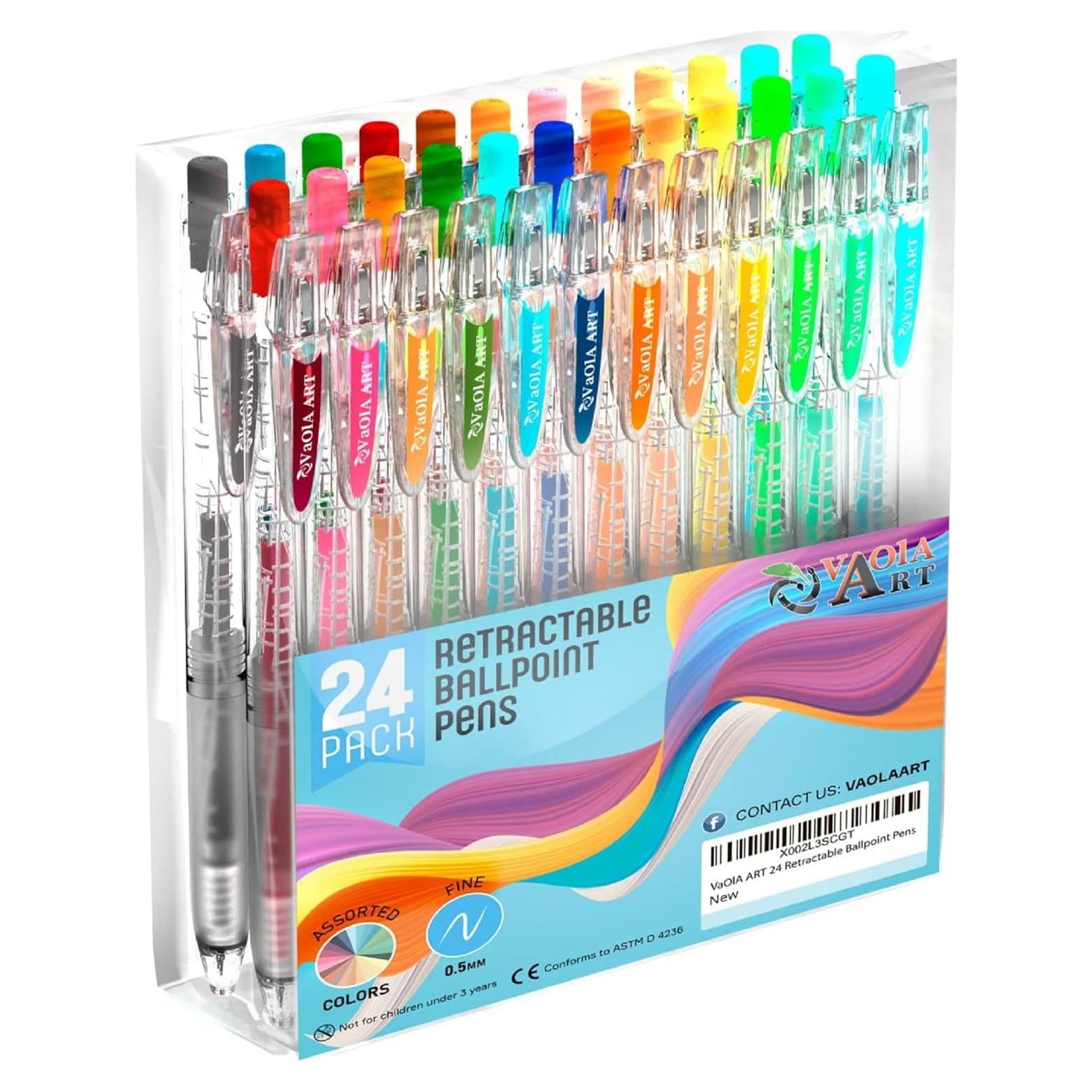 Set de 24 Bolígrafos de Gel Retráctiles VaOlA ART Multicolor