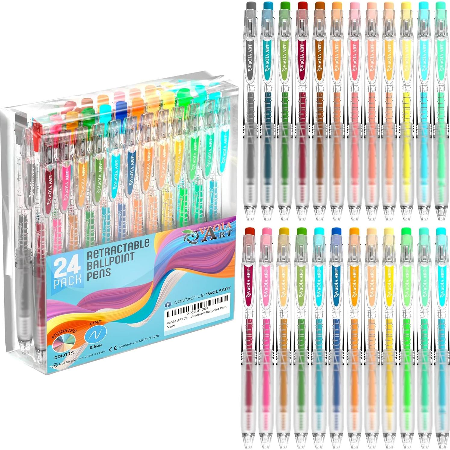 Set de 24 Bolígrafos de Gel Retráctiles VaOlA ART Multicolor