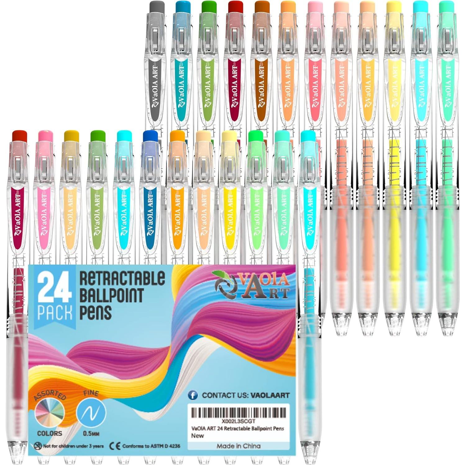 Set de 24 Bolígrafos de Gel Retráctiles VaOlA ART Multicolor
