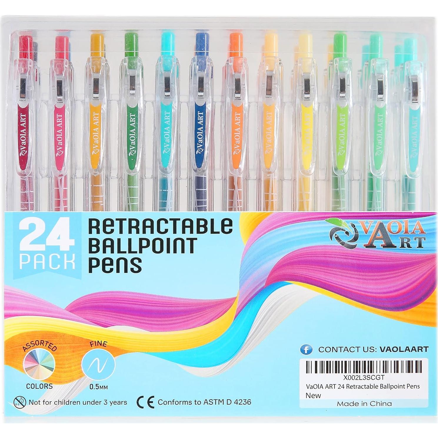 Set de 24 Bolígrafos de Gel Retráctiles VaOlA ART Multicolor