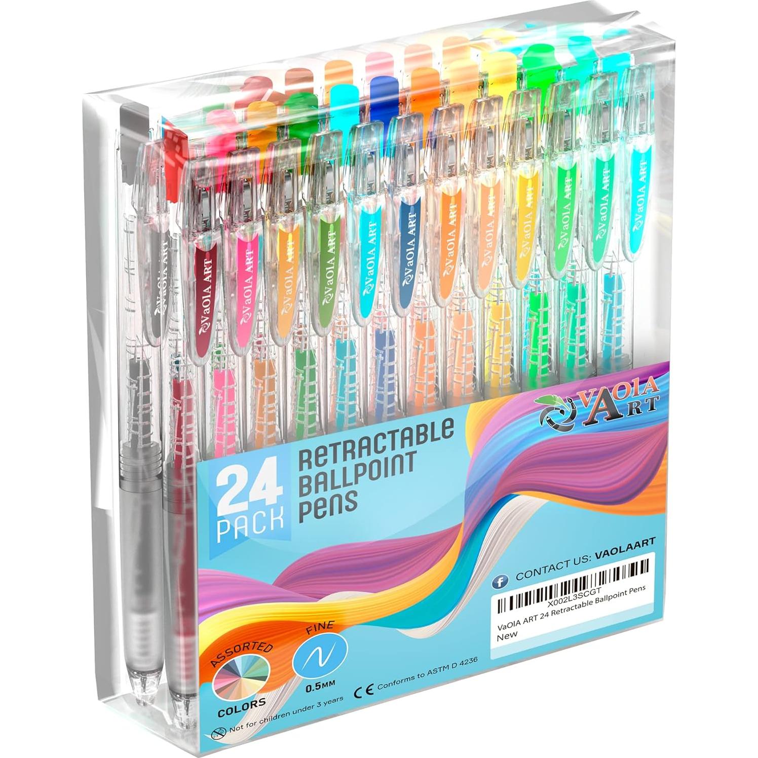 Set de 24 Bolígrafos de Gel Retráctiles VaOlA ART Multicolor