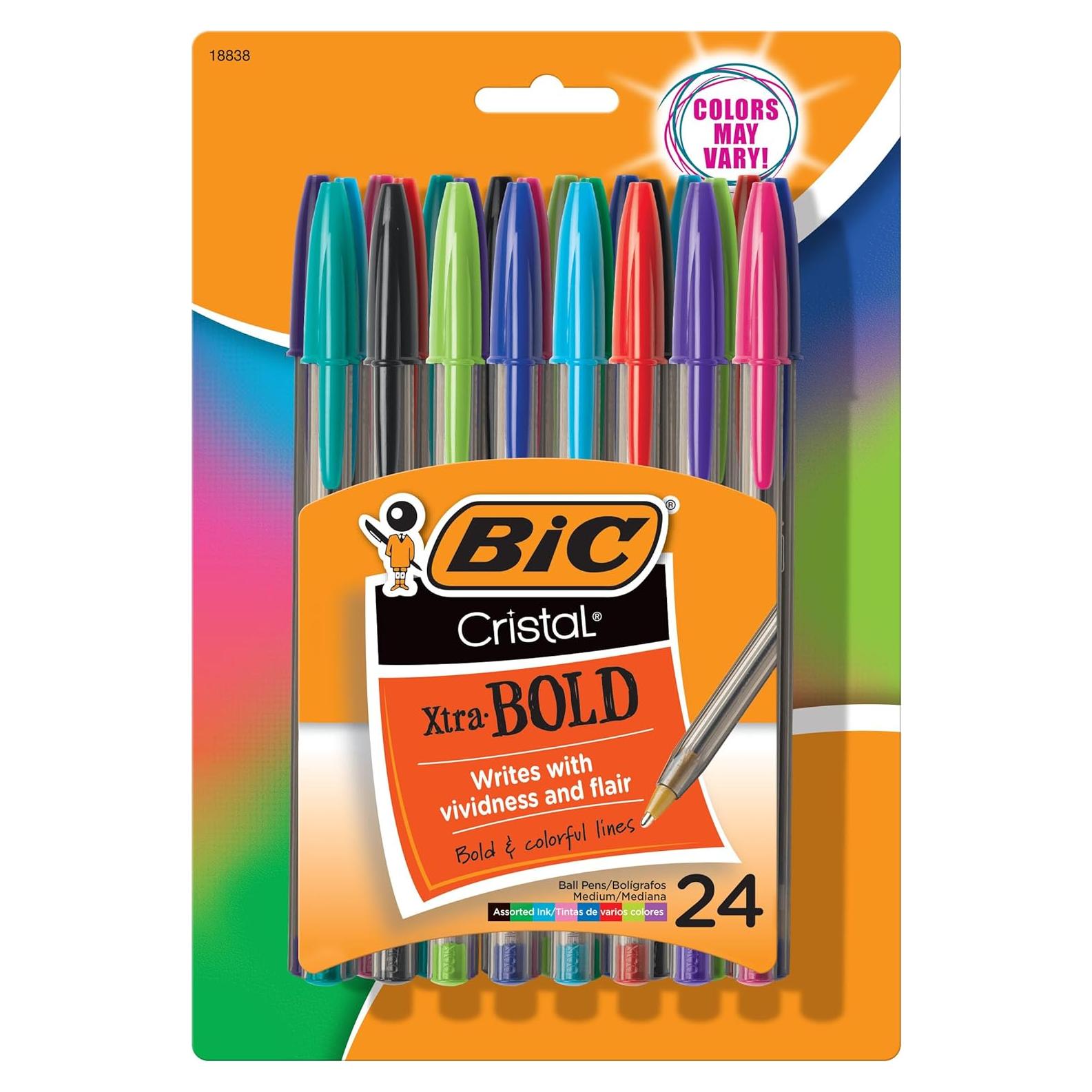 Bolígrafos BIC Cristal Xtra Bold Punta Gruesa 1.6mm Asortidos 24u