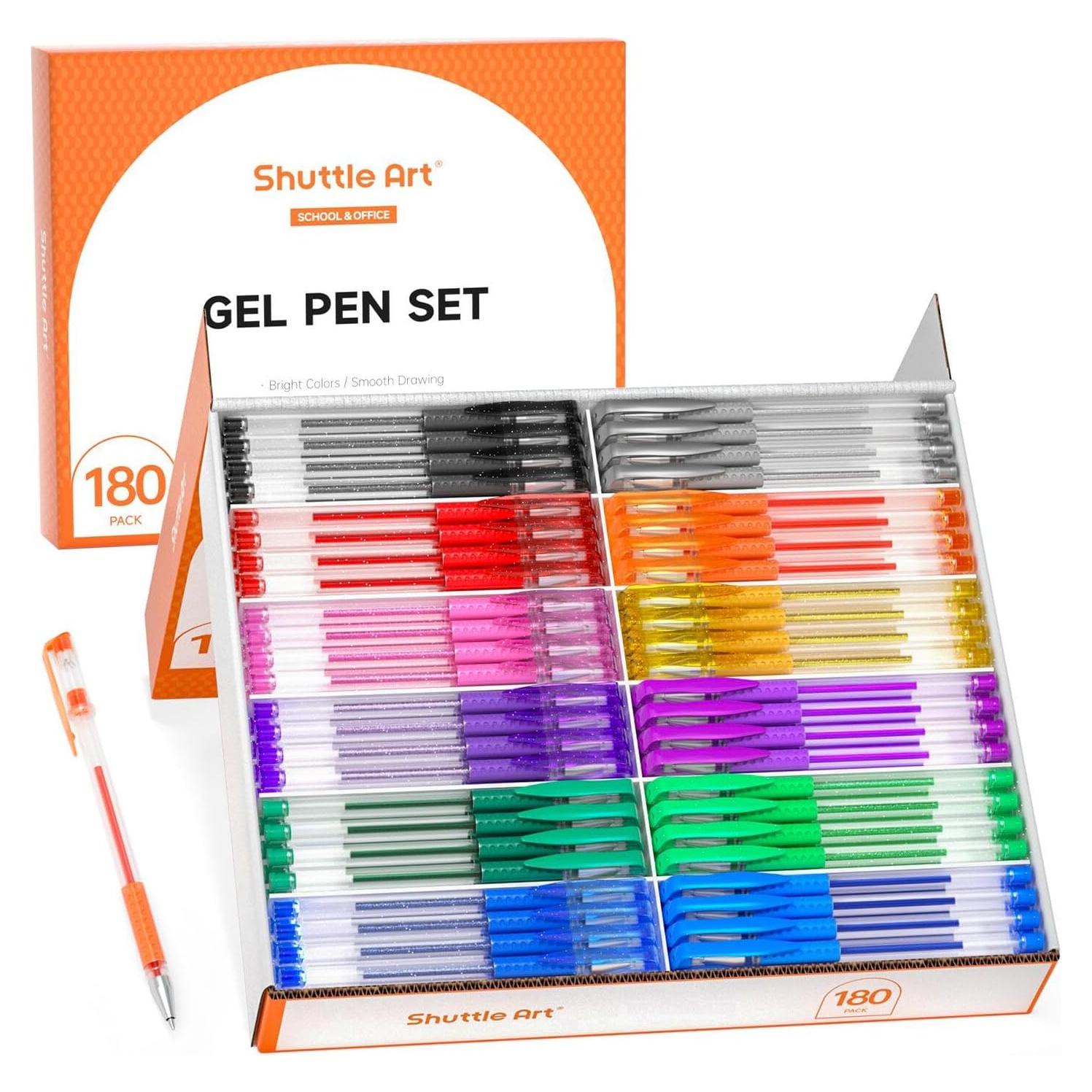 Bolígrafos de Gel Shuttle Art 180 Unidades 12 Colores Vibrantes