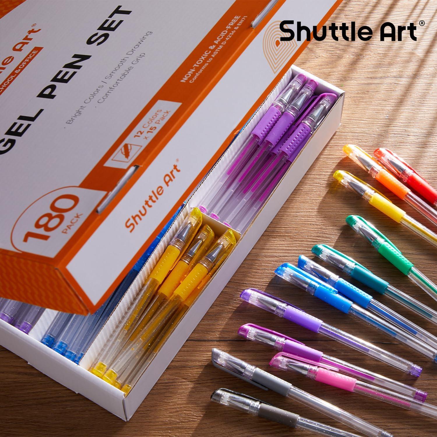 Bolígrafos de Gel Shuttle Art 180 Unidades 12 Colores Vibrantes
