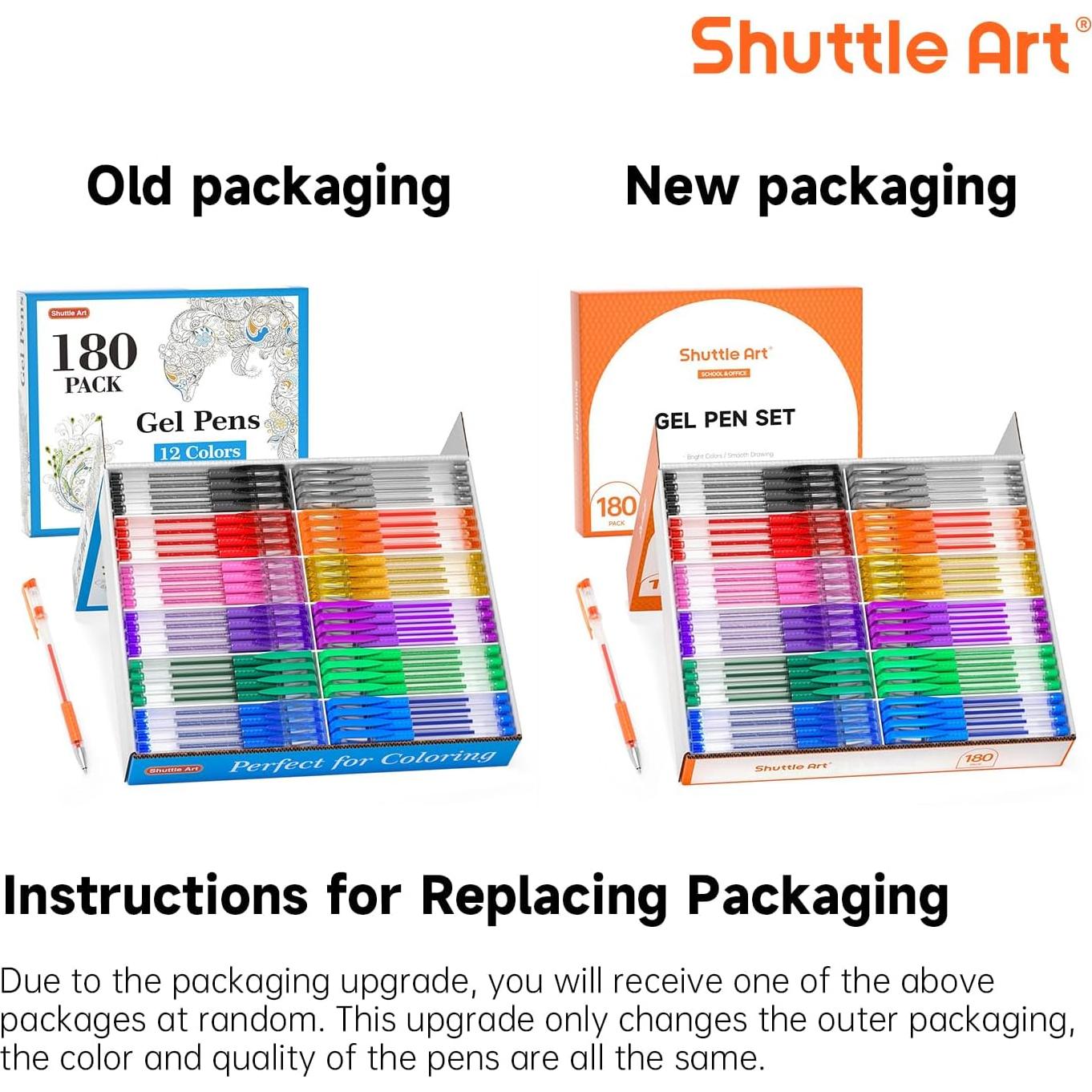 Bolígrafos de Gel Shuttle Art 180 Unidades 12 Colores Vibrantes