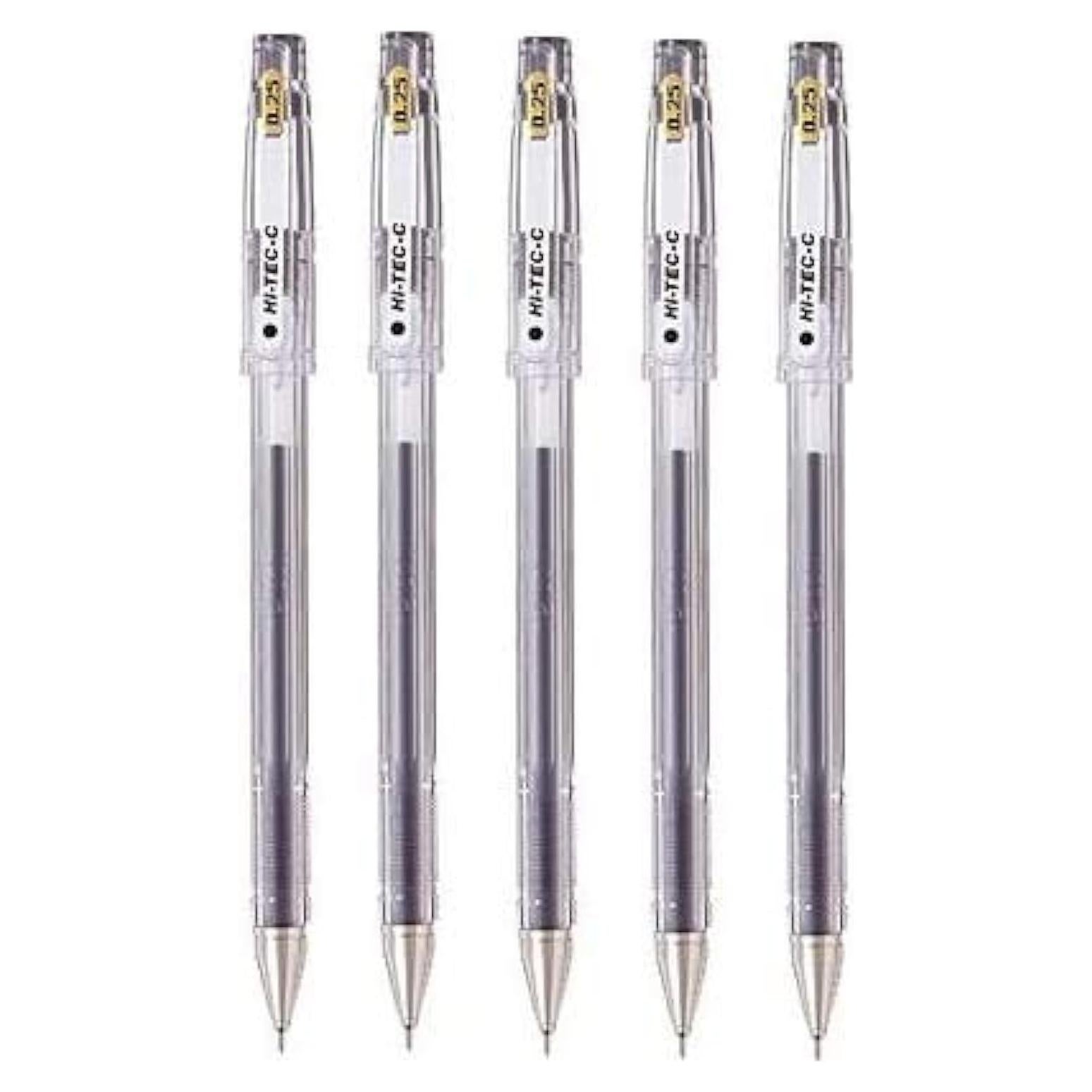 Bolígrafo gel Pilot Hi-Tec-C 025, punta 0.25mm, tinta negra, 5 unidades
