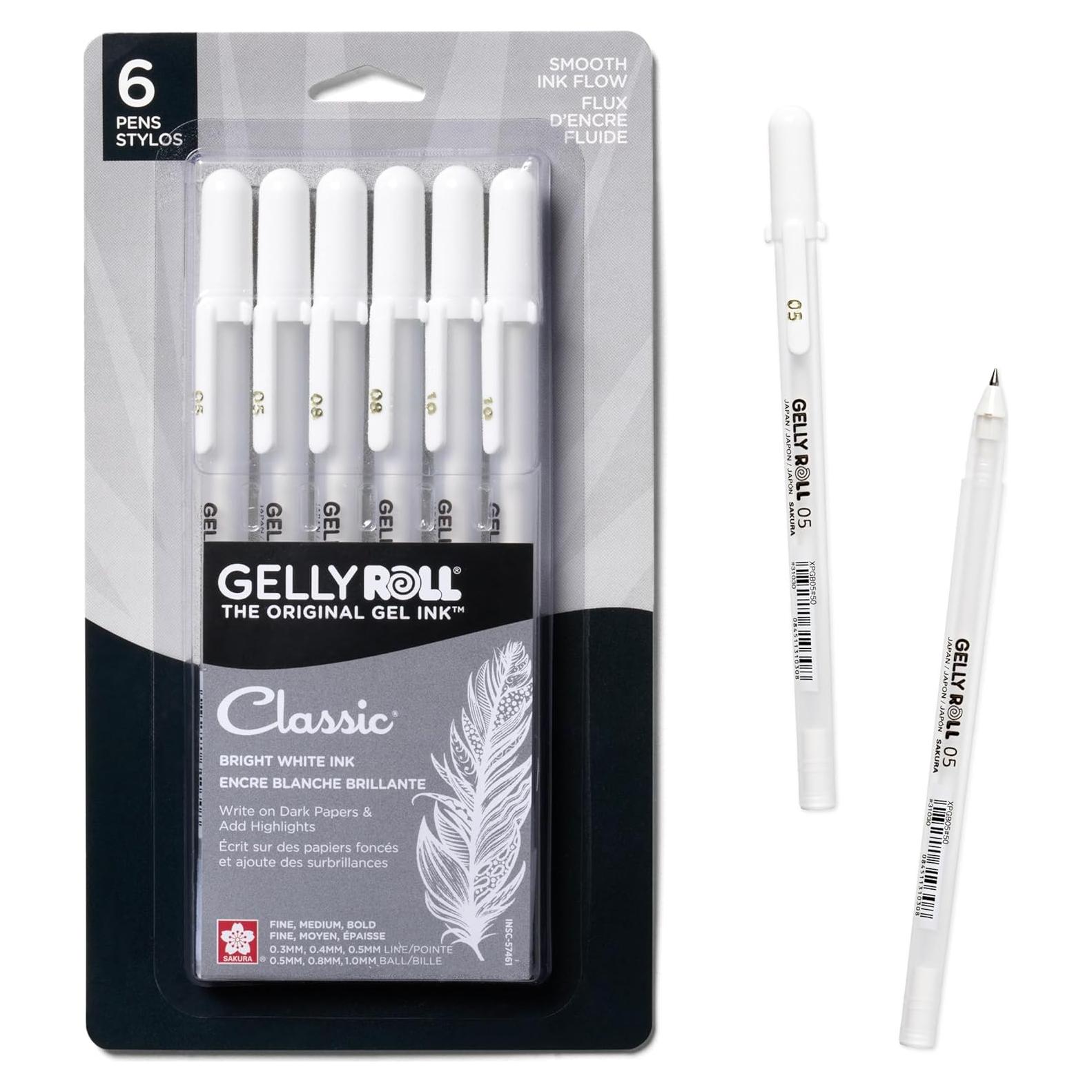 Bolígrafos de Gel Sakura Gelly Roll Tinta Blanca 6 Piezas