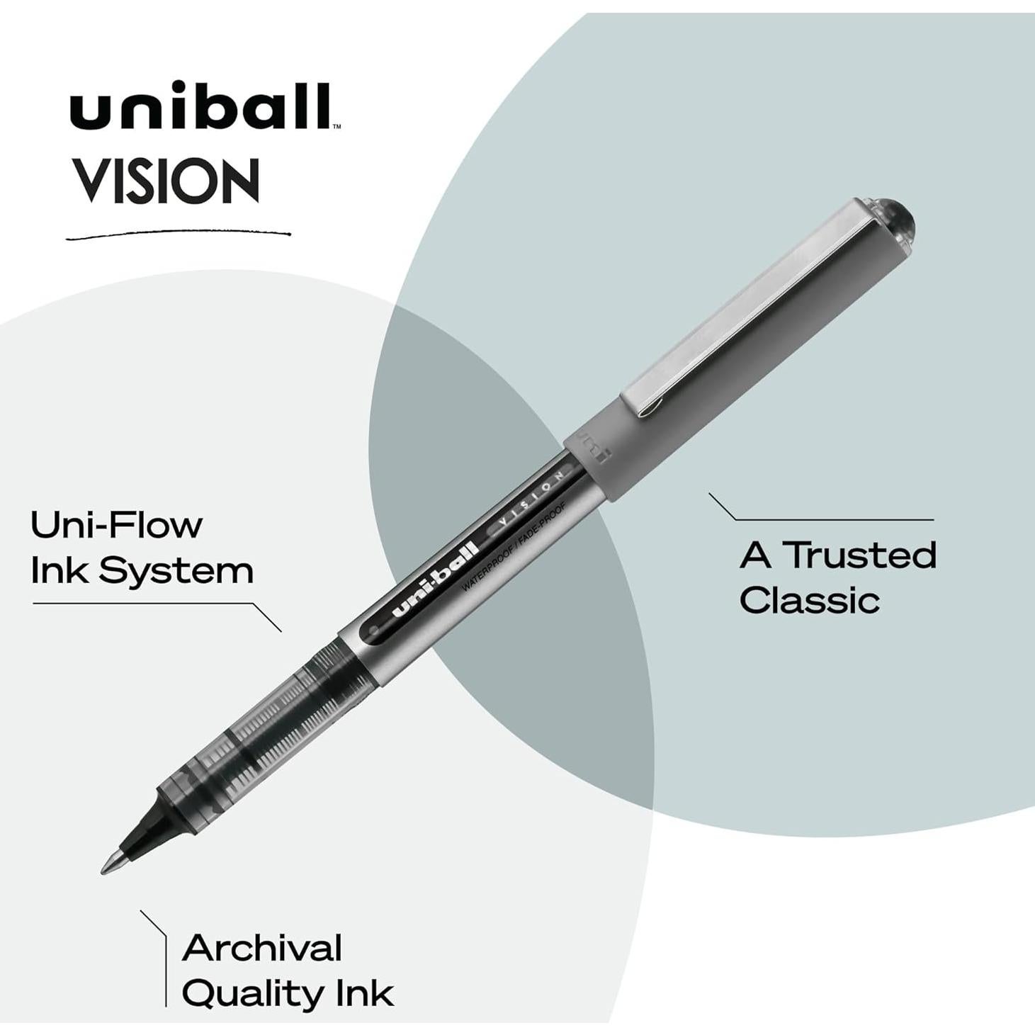 Bolígrafos uni-ball Vision Stick Roller Ball 0.7mm Tinta Negra - 4 Unidades