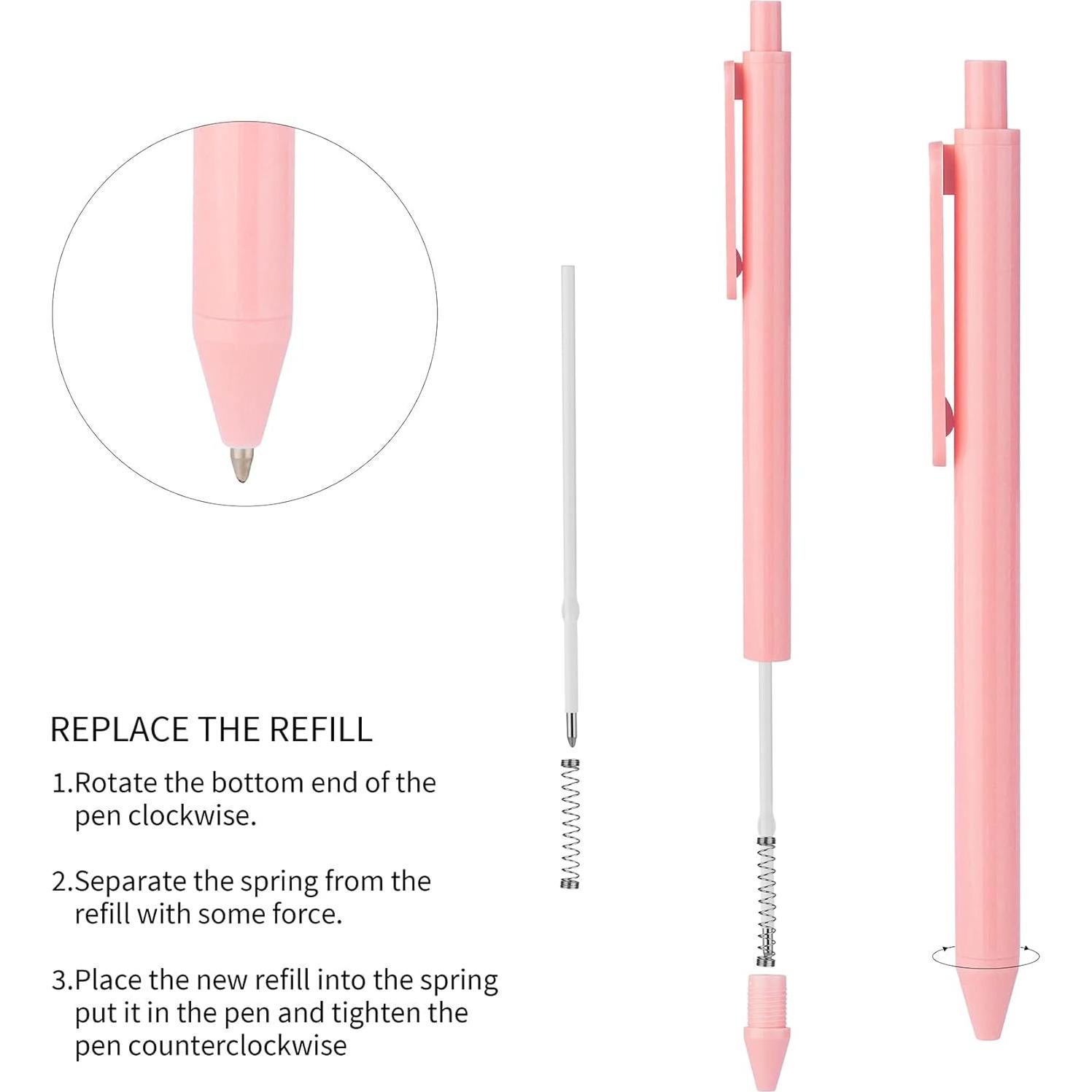 Bolígrafos Retráctiles Pastel WY WENYUAN 12 Pcs Tinta Negra 1mm