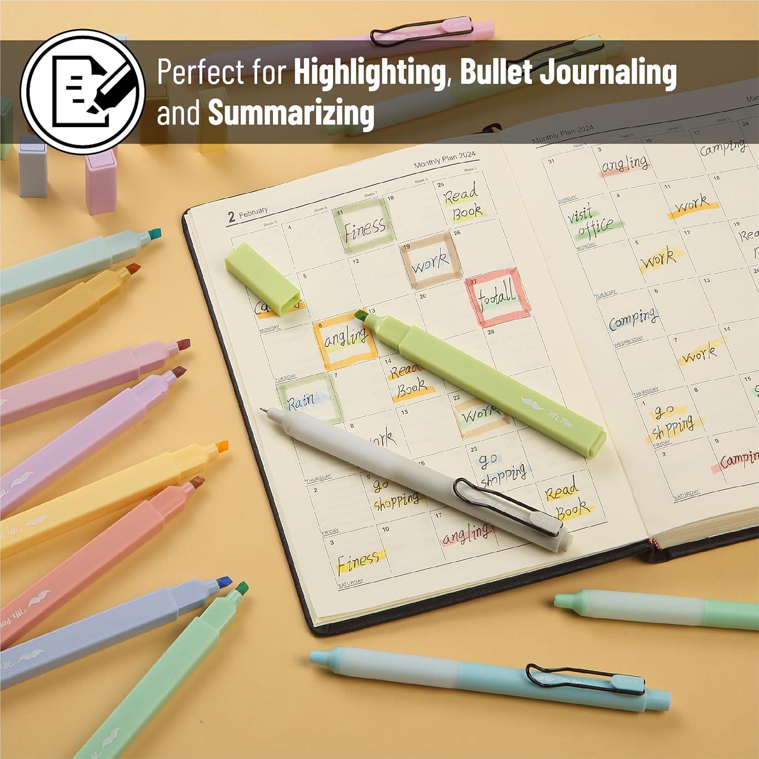 Resaltadores y Bolígrafos de Gel Mr. Pen, Paquete de 24, Colores Variados