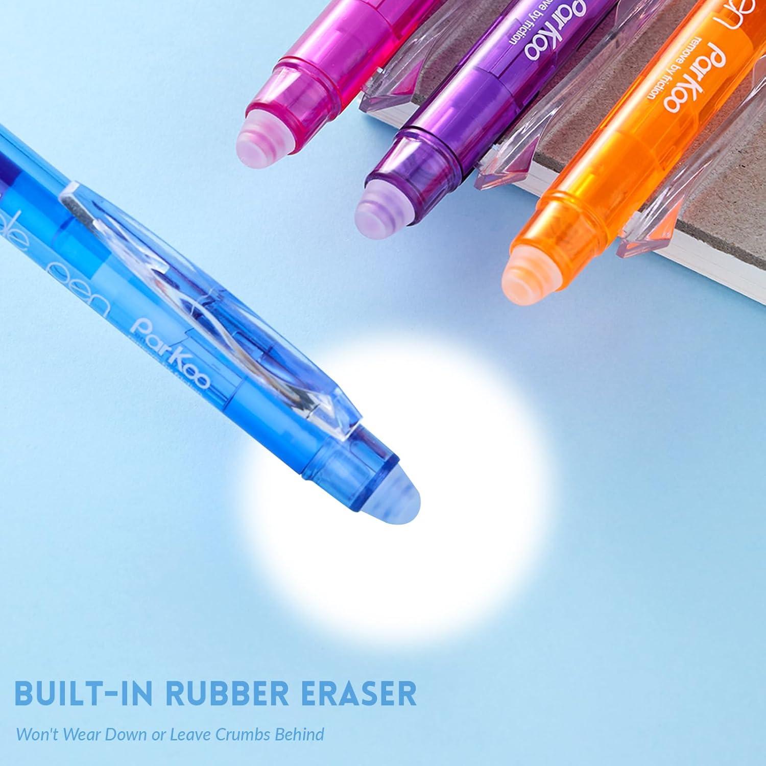Bolígrafos de Gel Borrables ParKoo 0.7mm, Paquete de 10 Colores