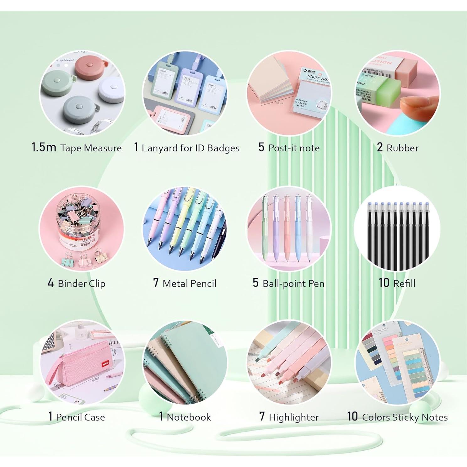 Juego de Suministros Escolares 45PCS RHUIOKJLDF Color Morandi