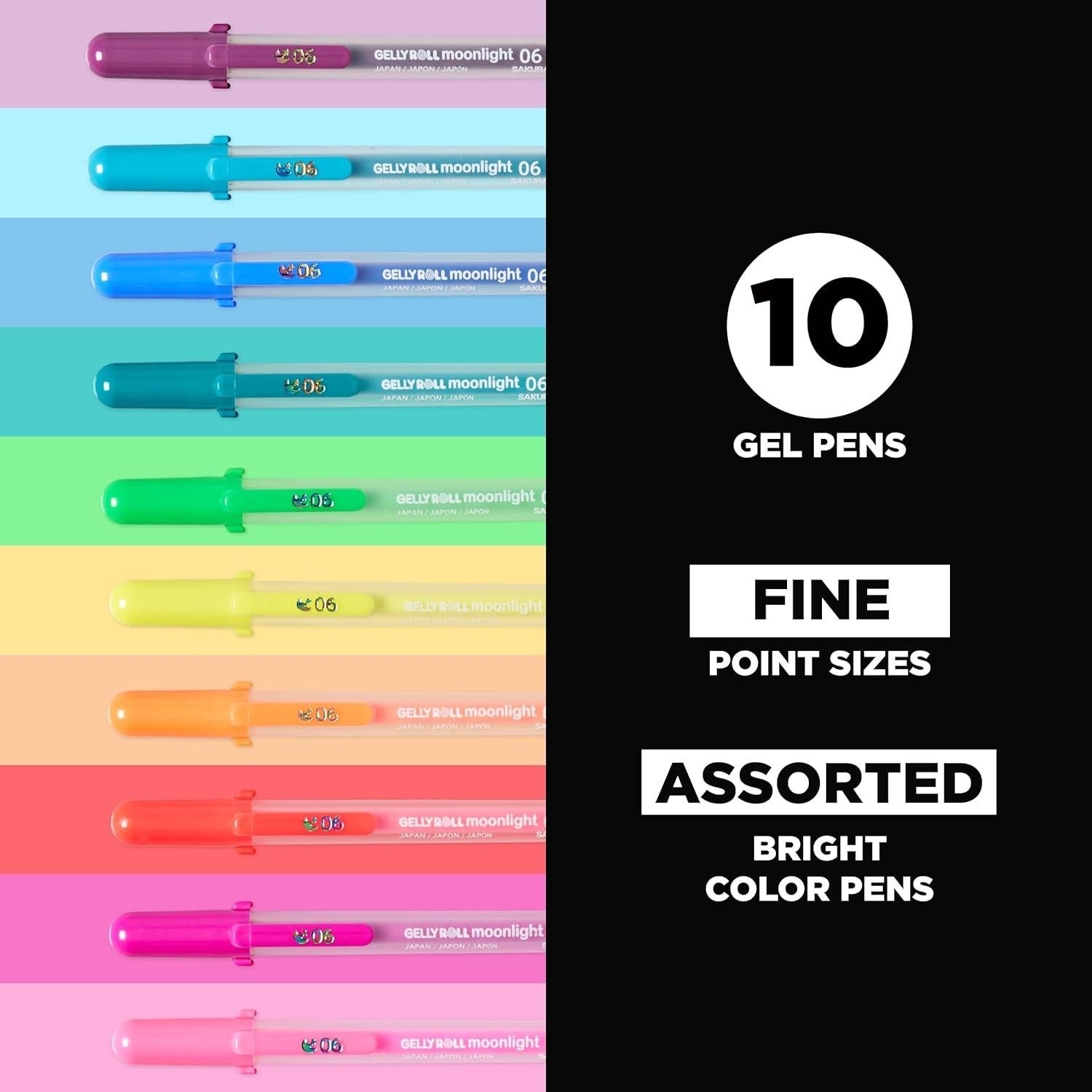 Bolígrafos de Gel SAKURA Gelly Roll Moonlight 10 Colores 0.3mm