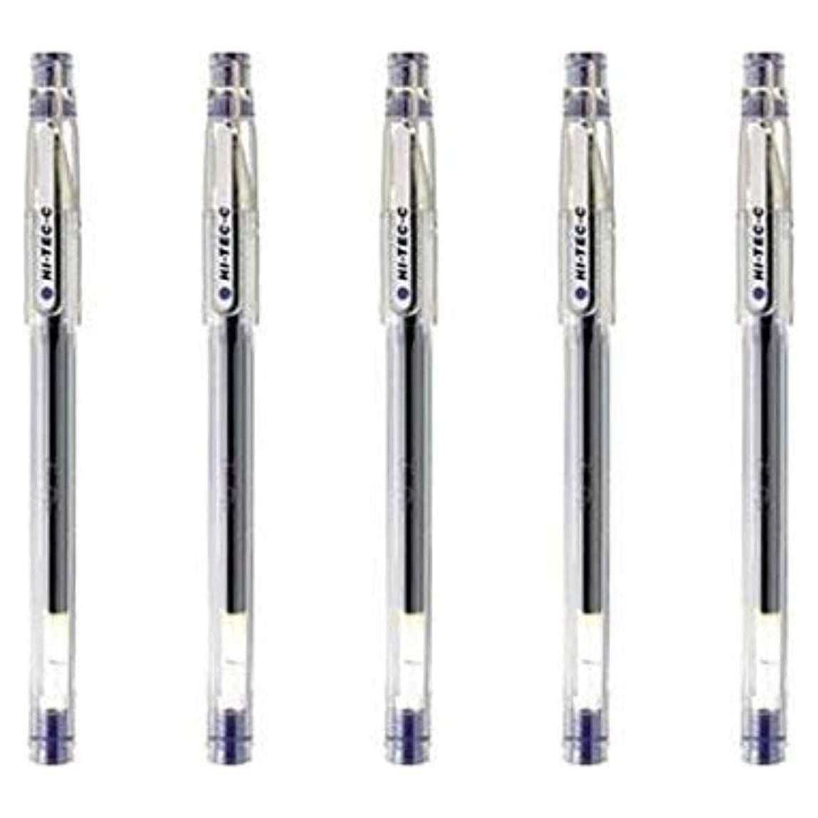 Bolígrafo de Gel Pilot Hi-Tec-C 04, Punta Ultra Fina 0.4mm, Tinta Azul, Paquete de 5