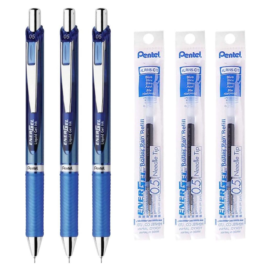 Bolígrafo de Gel Retráctil Pentel EnerGel 0.5mm Azul - Set 3+3