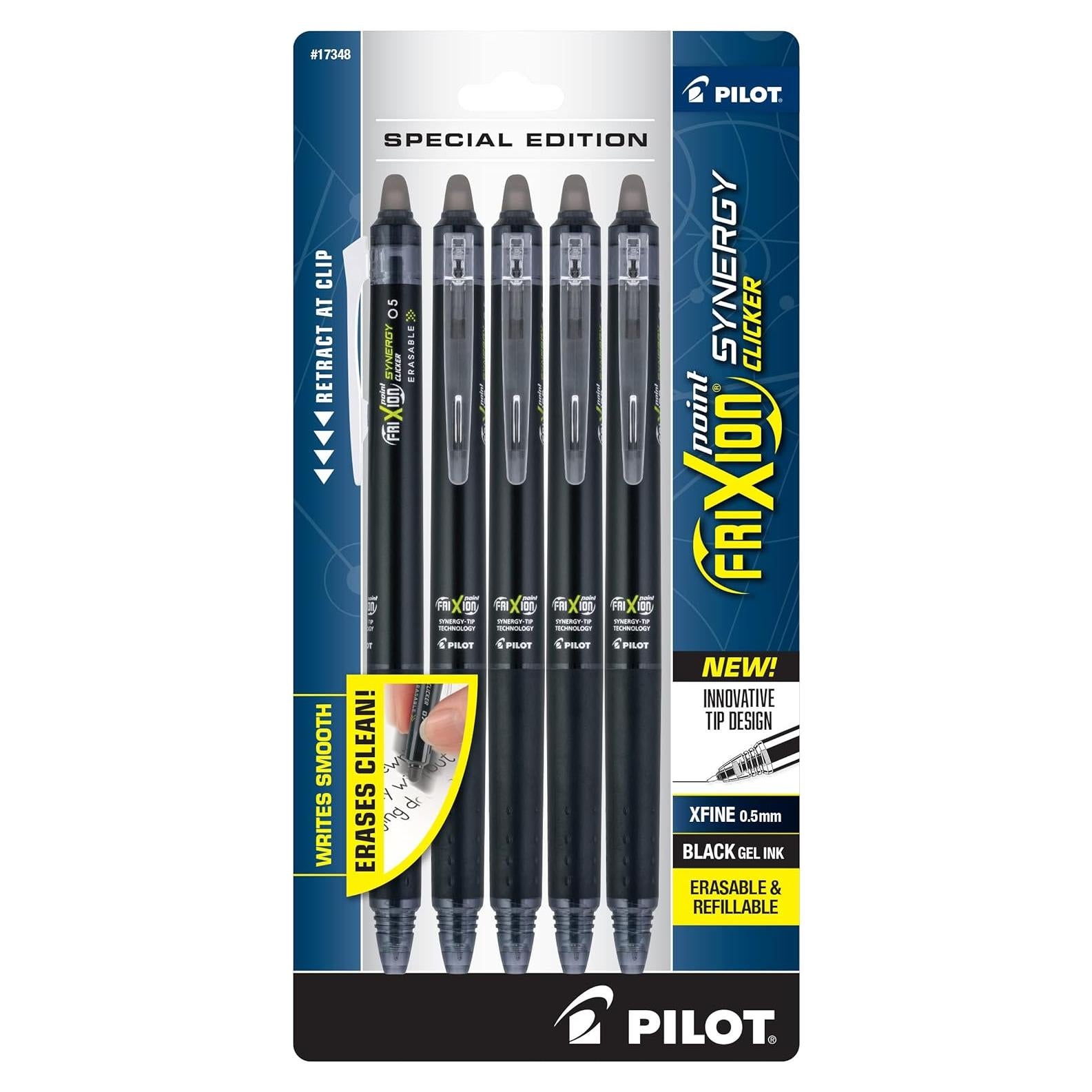 Bolígrafos Borrables Pilot FriXion Synergy 0.5mm Tinta Negra - Paquete de 5