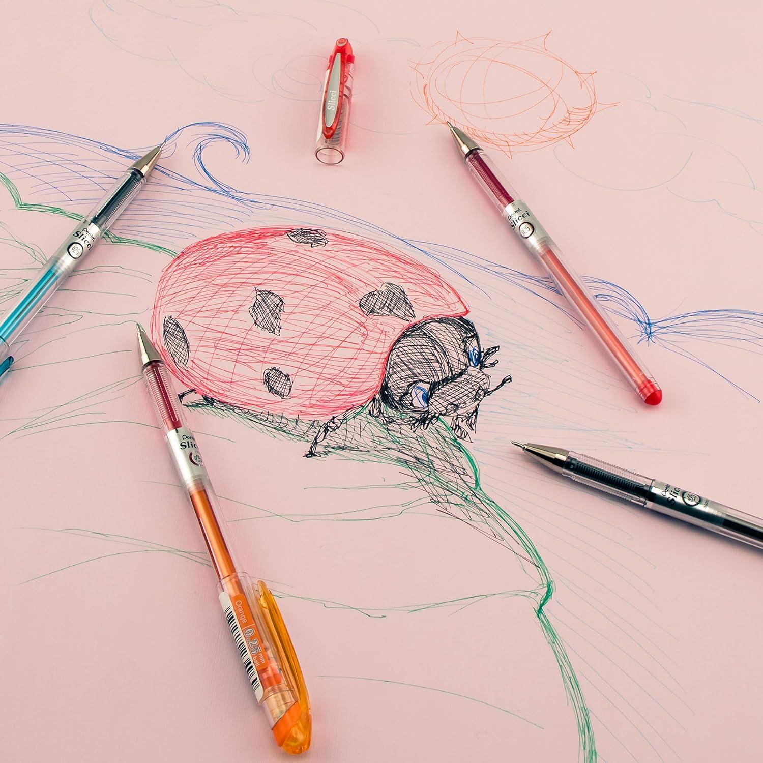 Bolígrafo de Gel Extra Fino Pentel Arts Slicci 0.25mm Negro 2-Pack