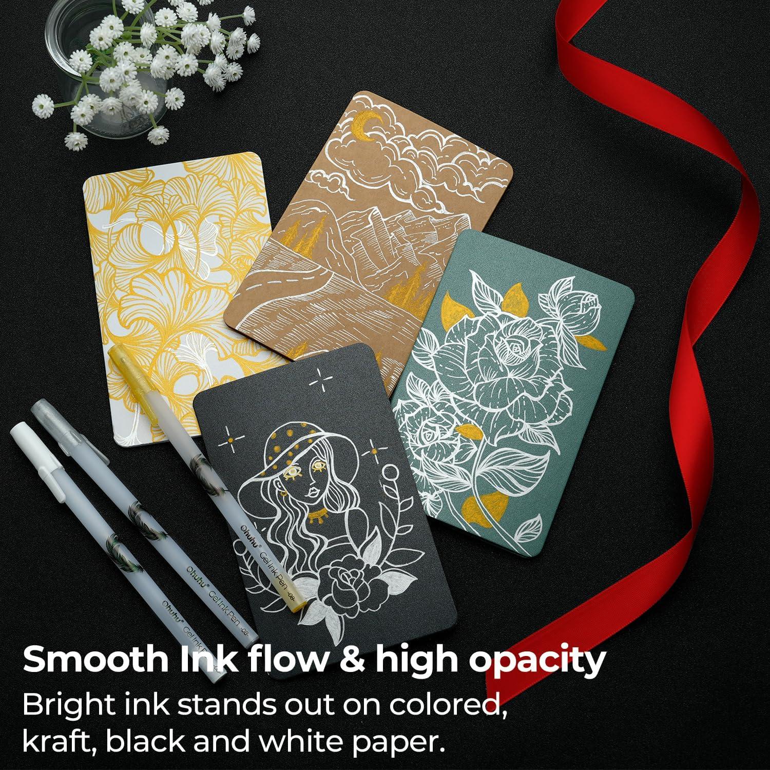 Bolígrafos de Gel Ohuhu 12 Colores Punta Extra Fina 0.8mm