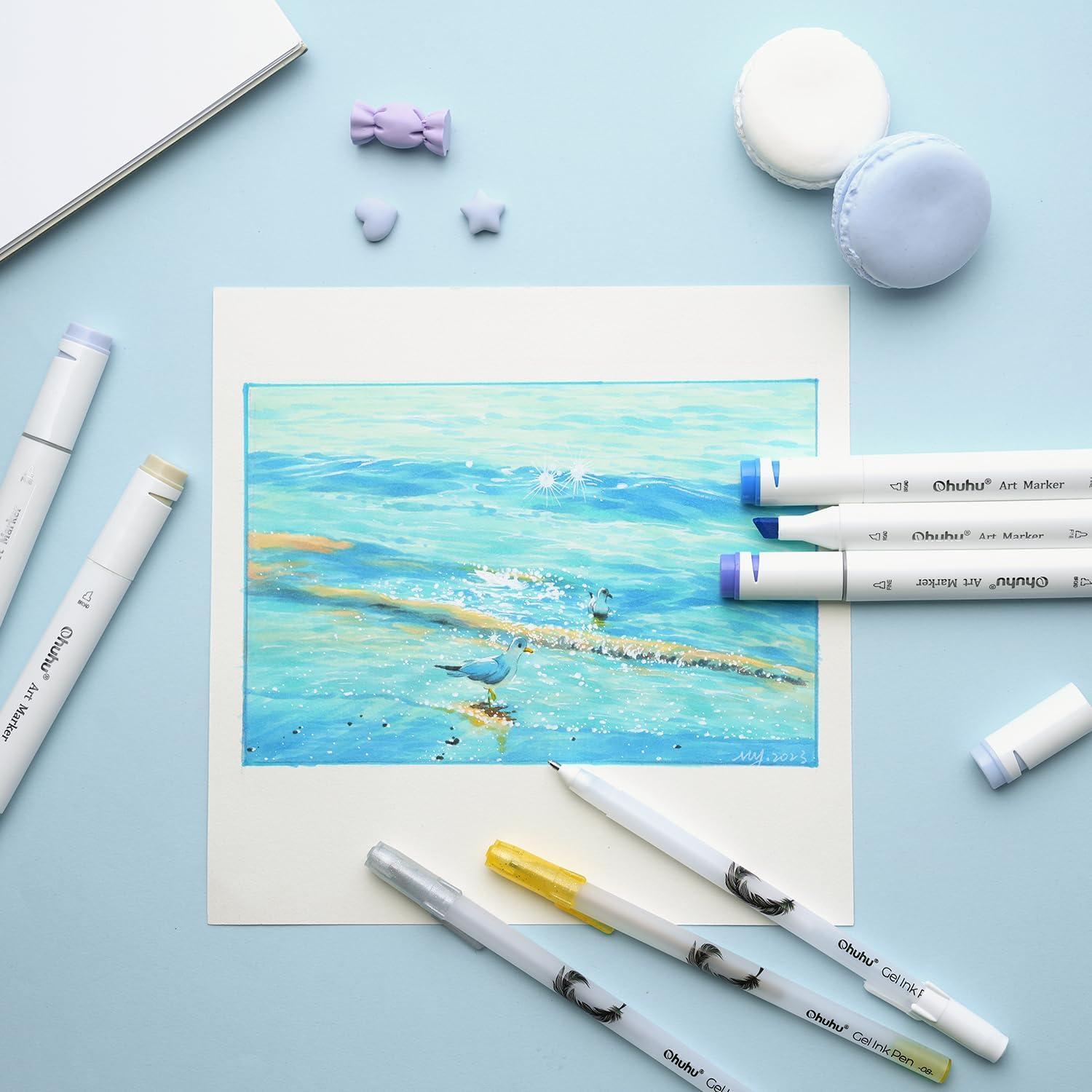 Bolígrafos de Gel Ohuhu 12 Colores Punta Extra Fina 0.8mm