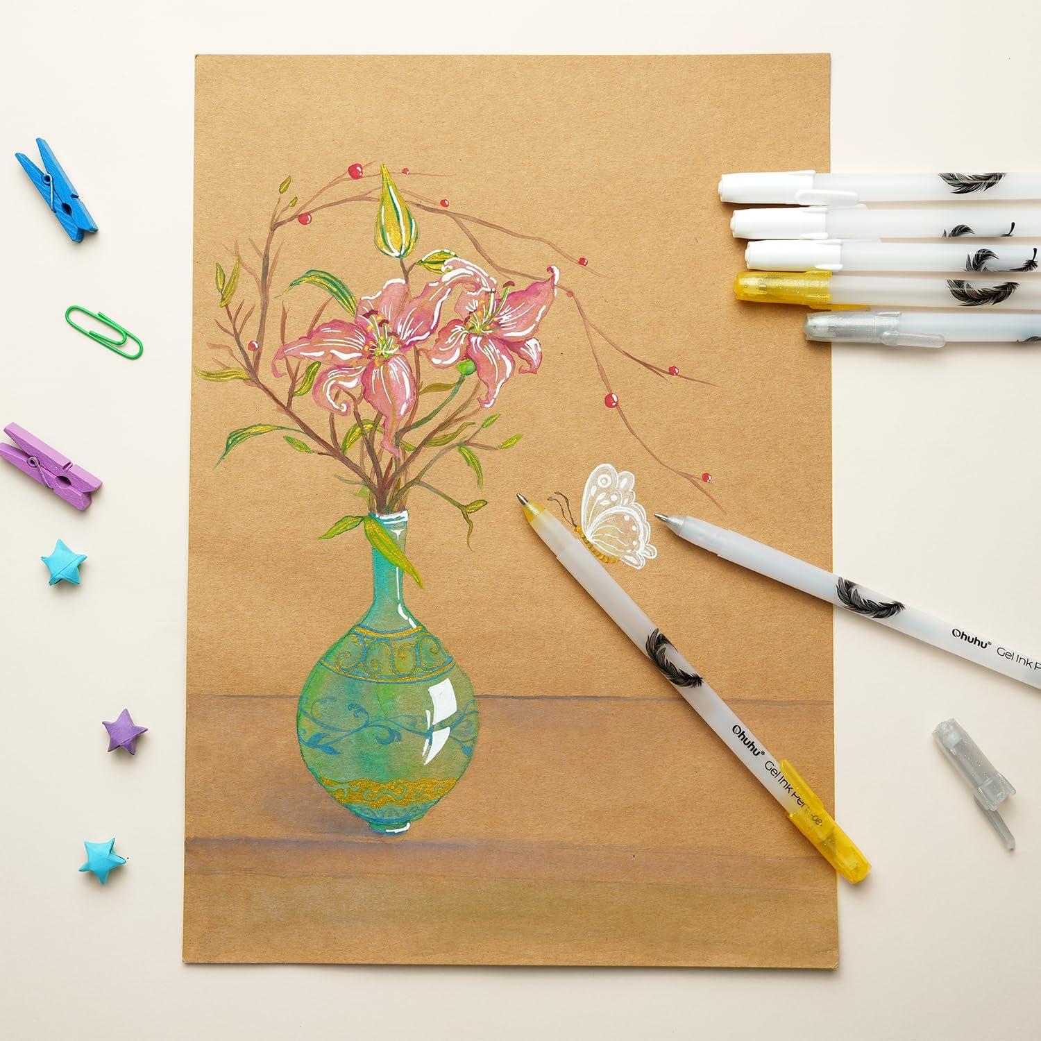 Bolígrafos de Gel Ohuhu 12 Colores Punta Extra Fina 0.8mm