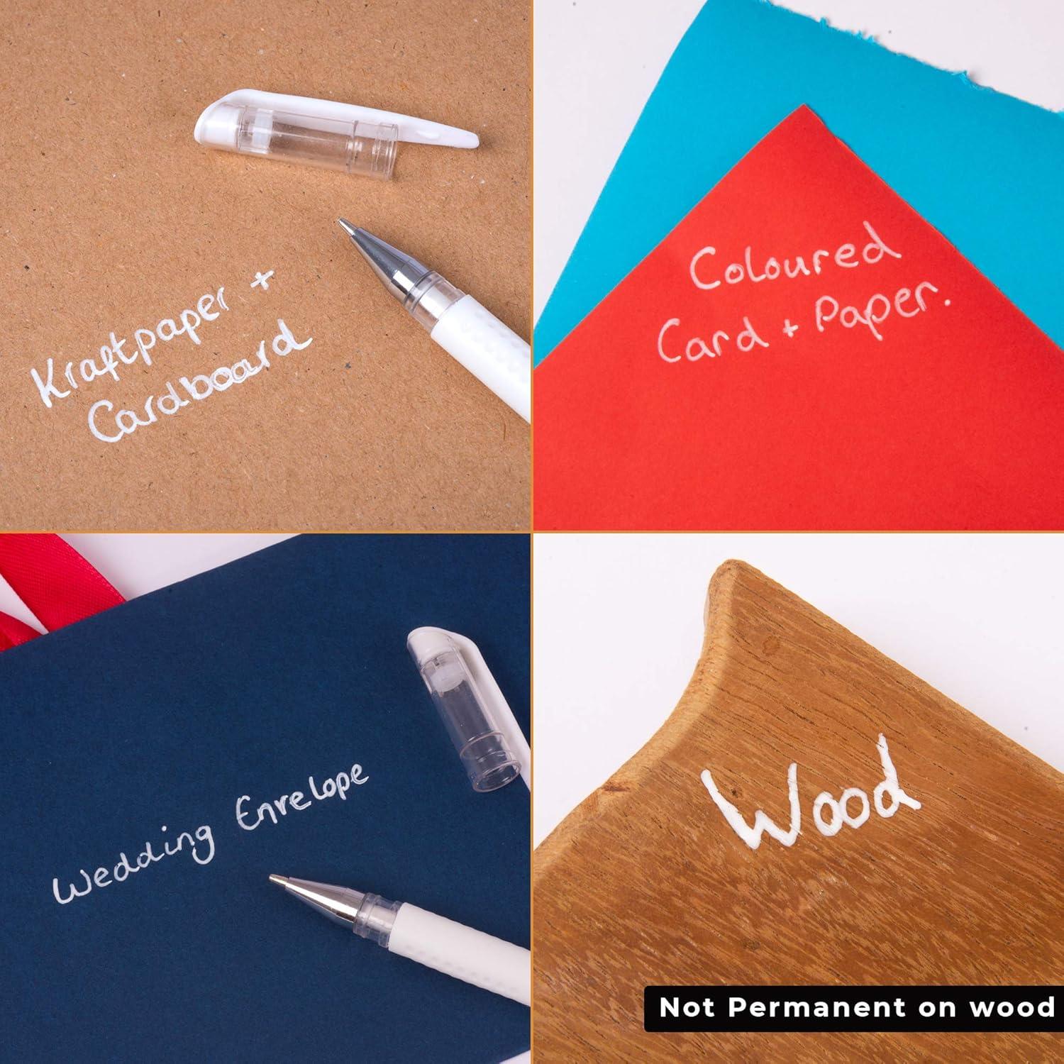 Set de 5 Bolígrafos de Gel Blancos Brisk Learner - 0.5 a 1.2mm