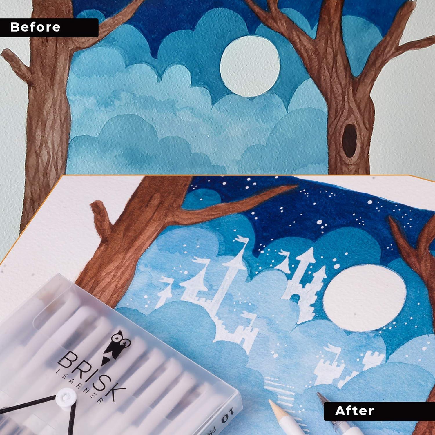 Set de 5 Bolígrafos de Gel Blancos Brisk Learner - 0.5 a 1.2mm