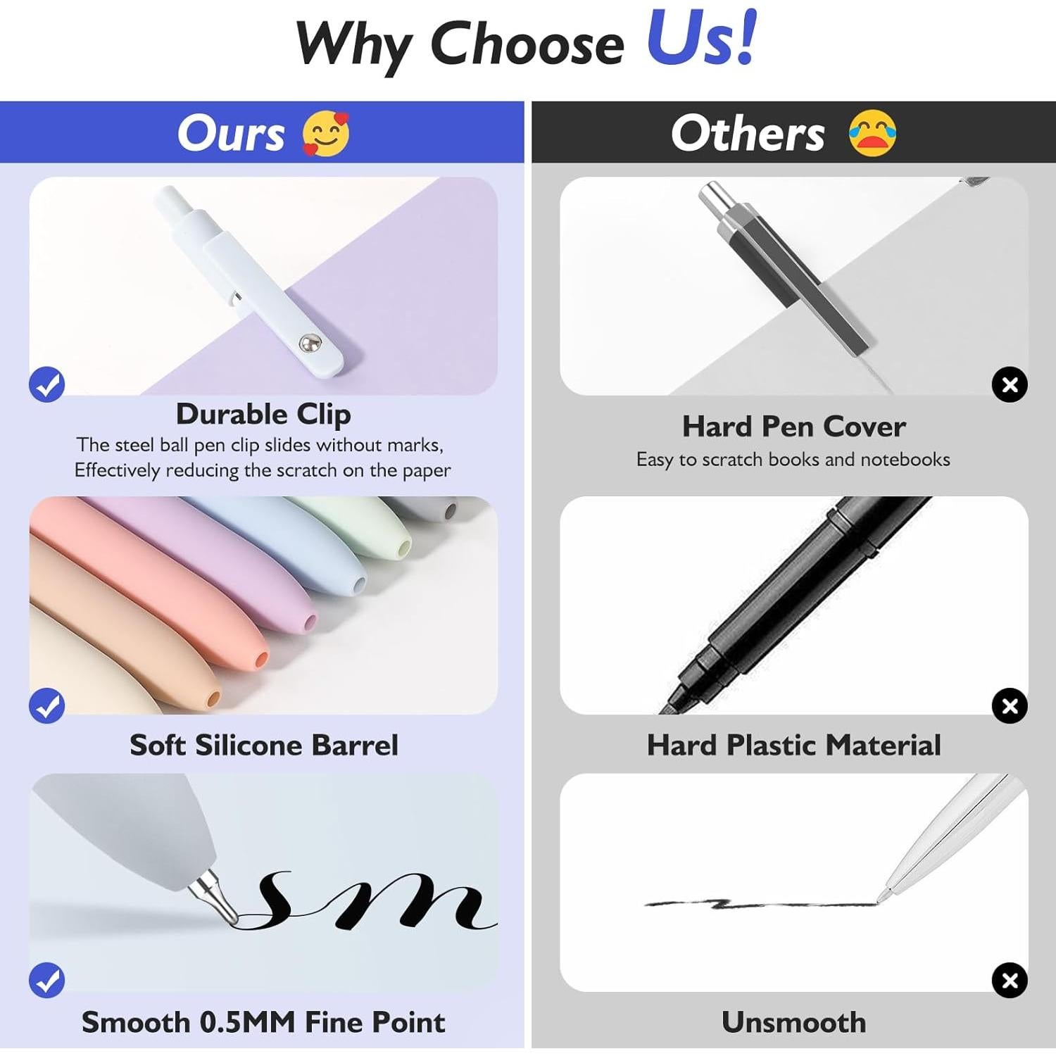 Bolígrafos de Gel Vanhench 7 Pcs 0.5mm Tinta Negra Suave