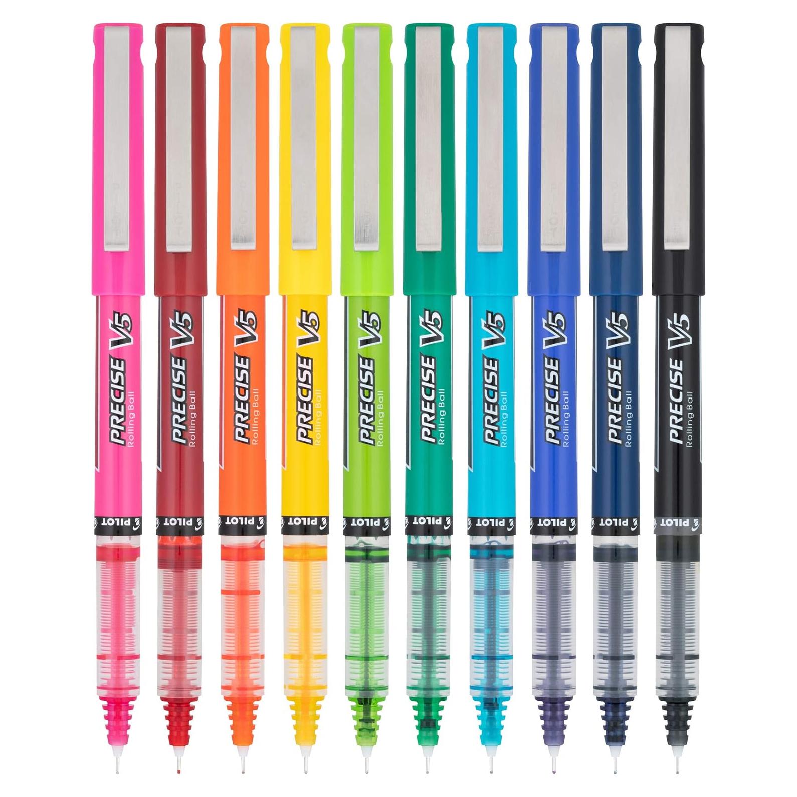 Bolígrafos Pilot Preciso V5, Punta Extra Fina 0.5 mm, 10 Colores