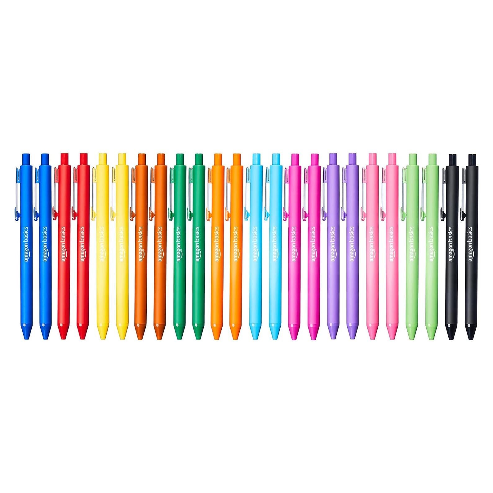 Bolígrafos retractiles Amazon Basics, paquete de 24 colores surtidos