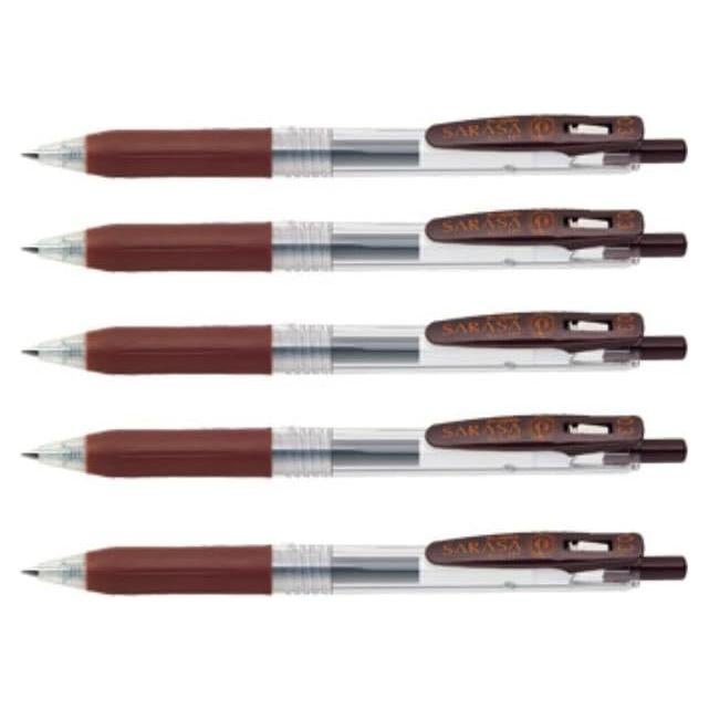 Bolígrafos Zebra Sarasa Clip 0.5mm Marrón - 5 Pcs