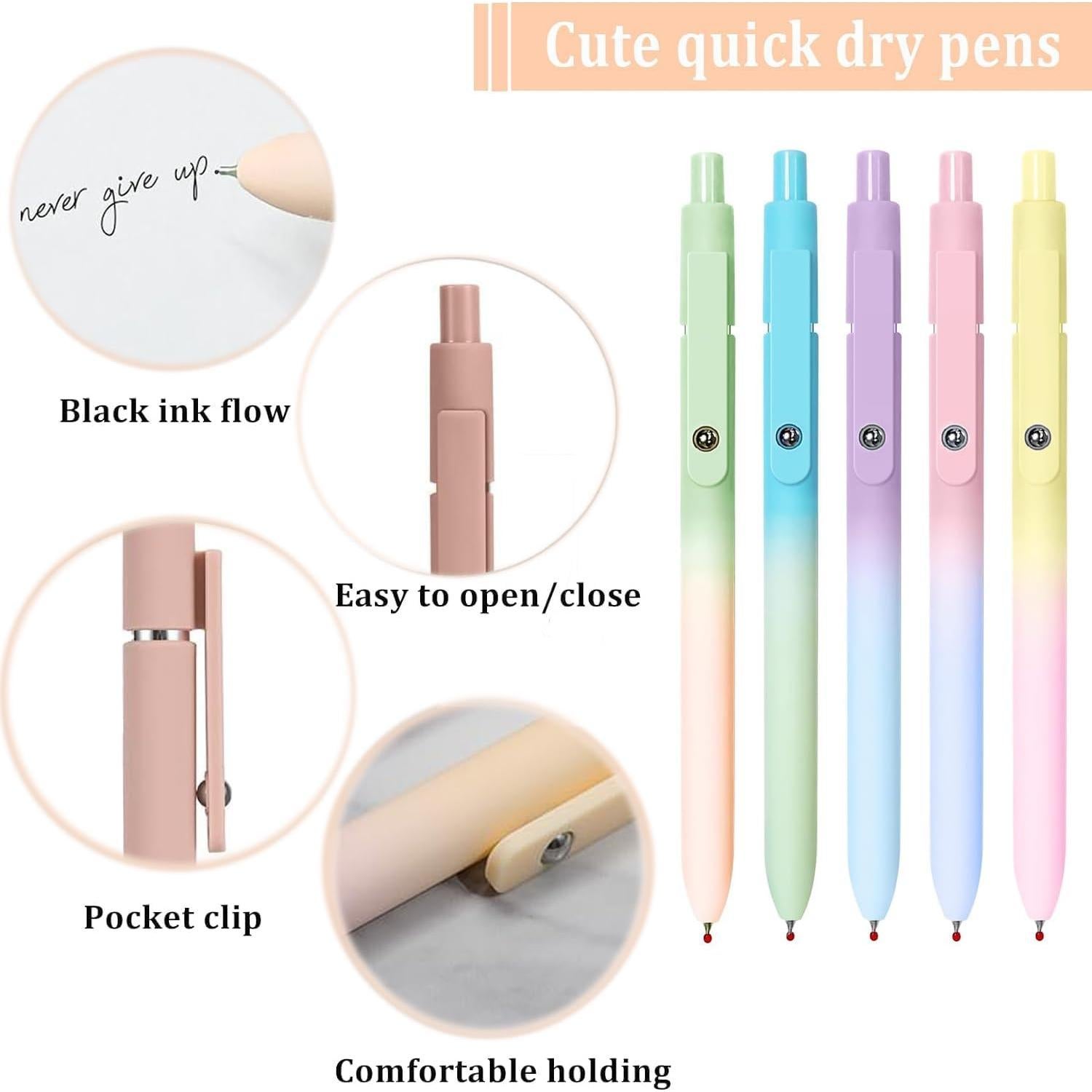 5 Bolígrafos de Gel Retráctiles Gexinsely Tinta Negra 0.7mm