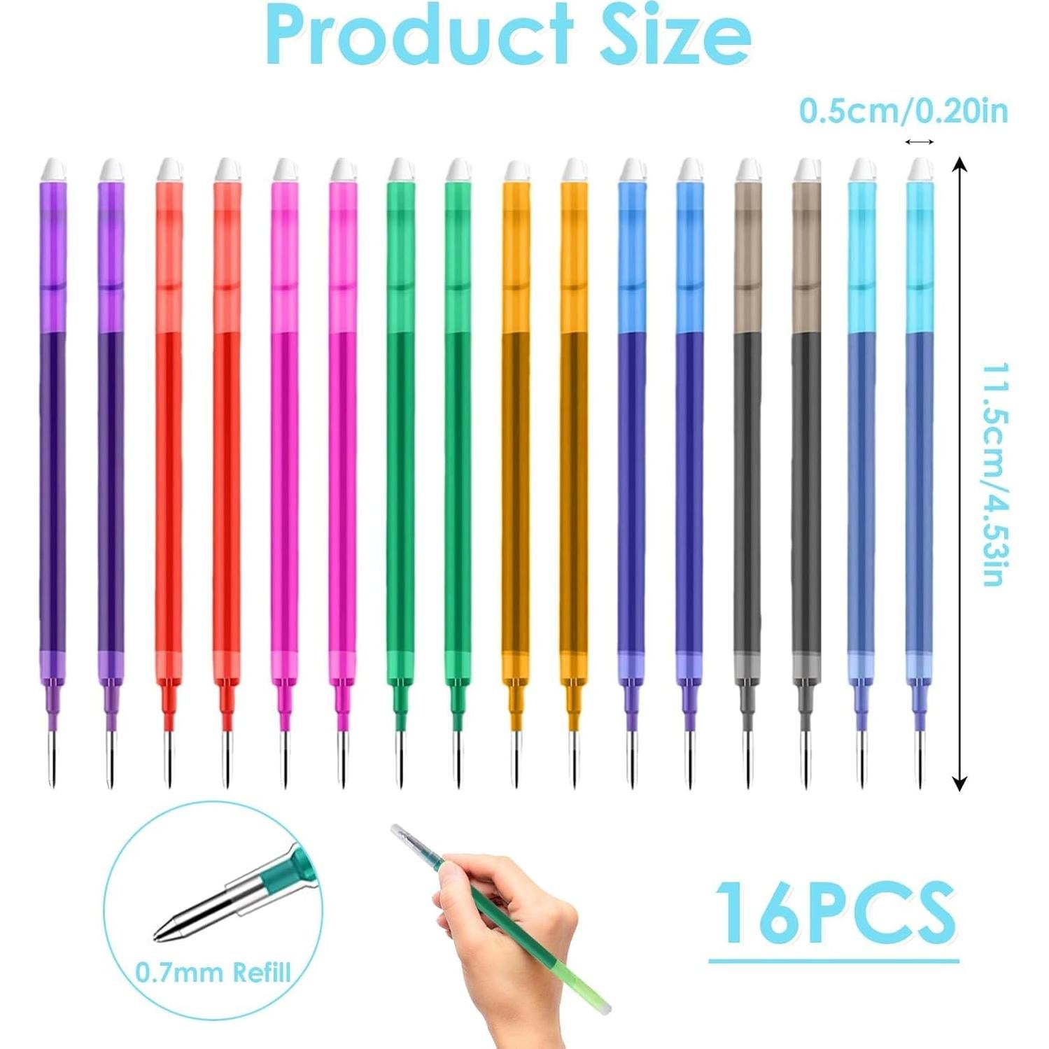 Recargas de bolígrafo gel borrable Jawfait 0.7 mm 16 unidades