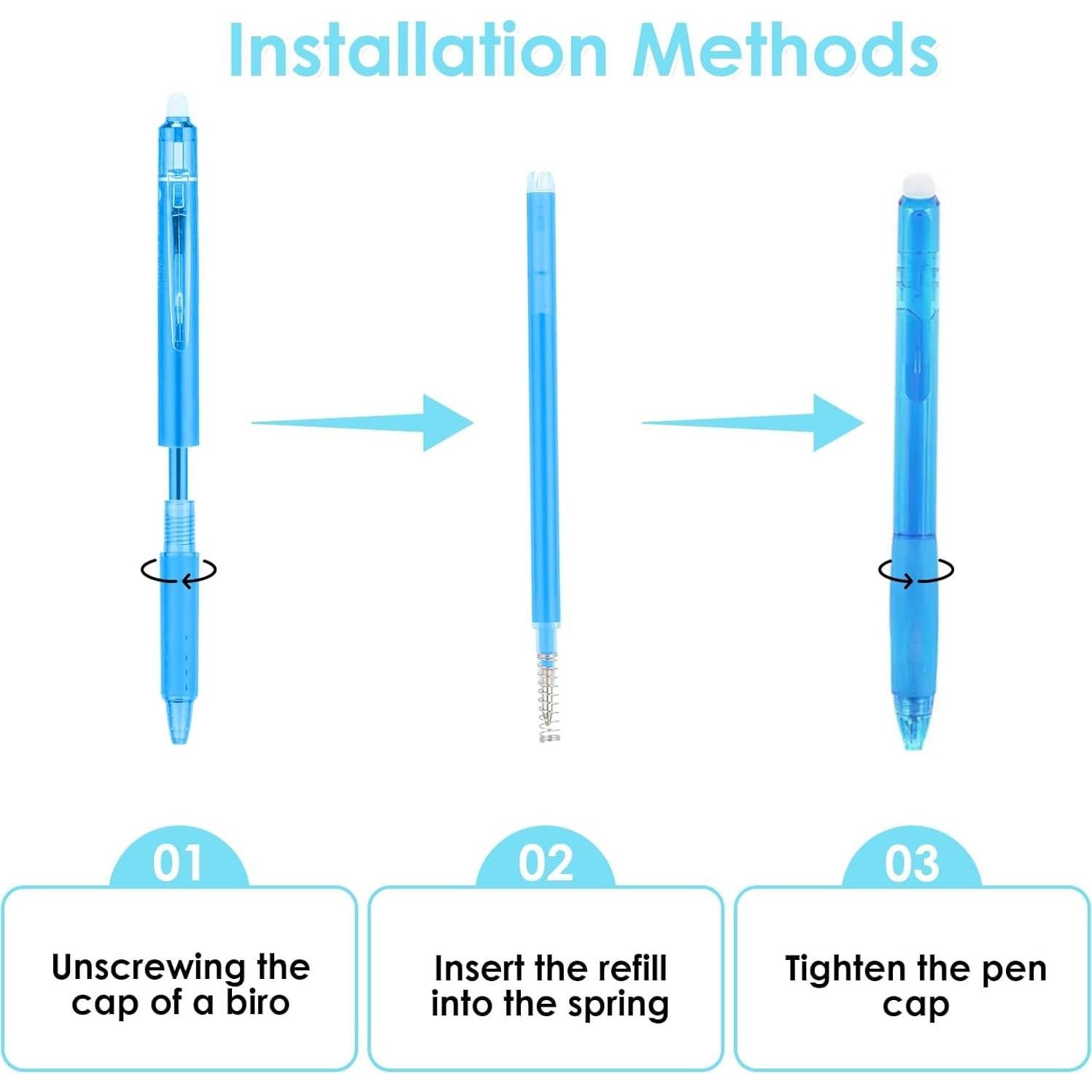 Recargas de bolígrafo gel borrable Jawfait 0.7 mm 16 unidades