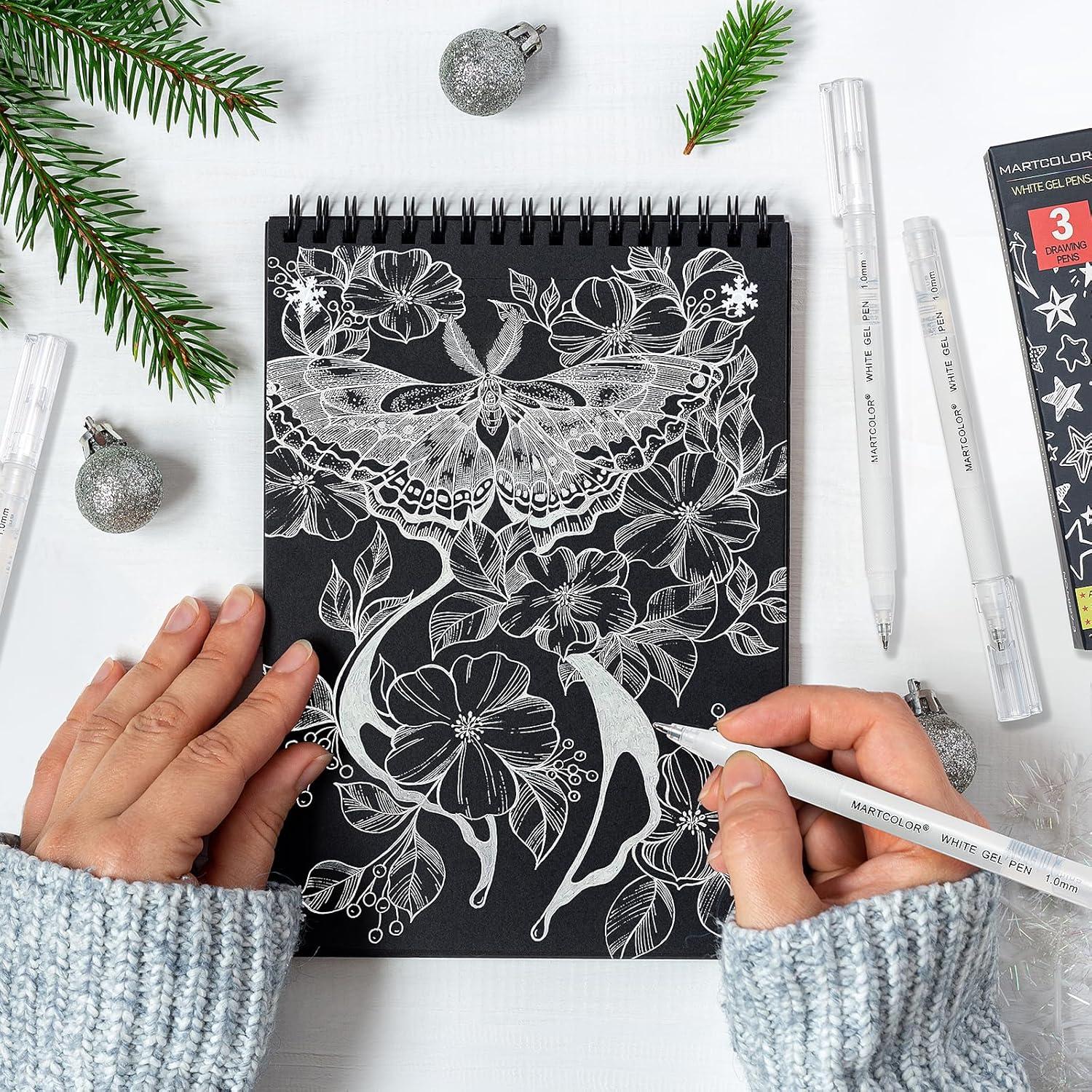 Bolígrafos de Gel Blancos MARTCOLOR - Paquete de 3, Punta Fina 1mm