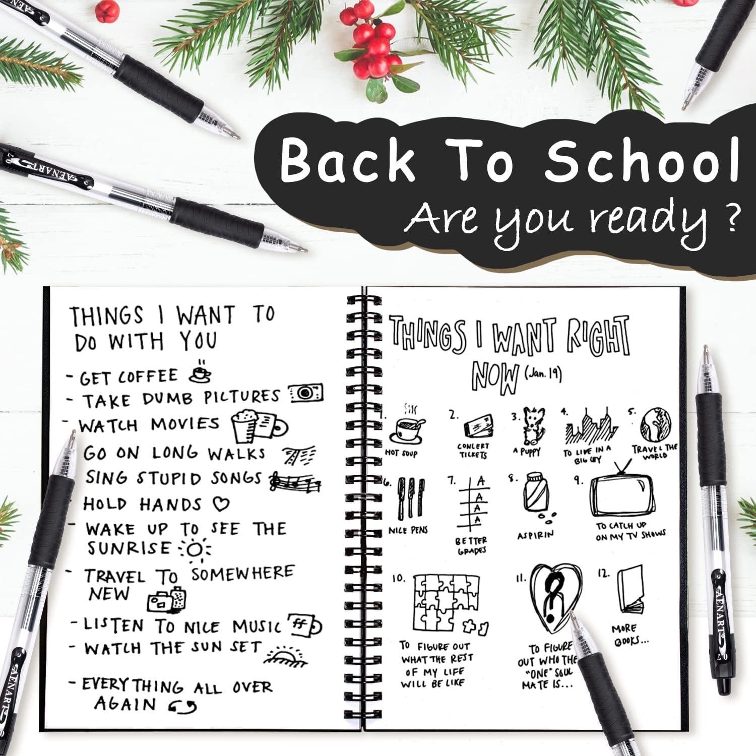 Bolígrafos de Gel Aen Art, Paquete de 30, Punta Fina 0.7mm