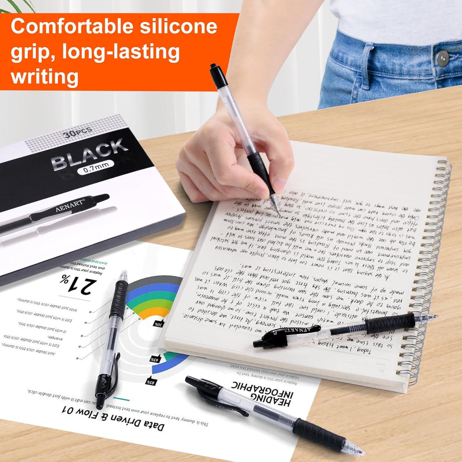 Bolígrafos de Gel Aen Art, Paquete de 30, Punta Fina 0.7mm