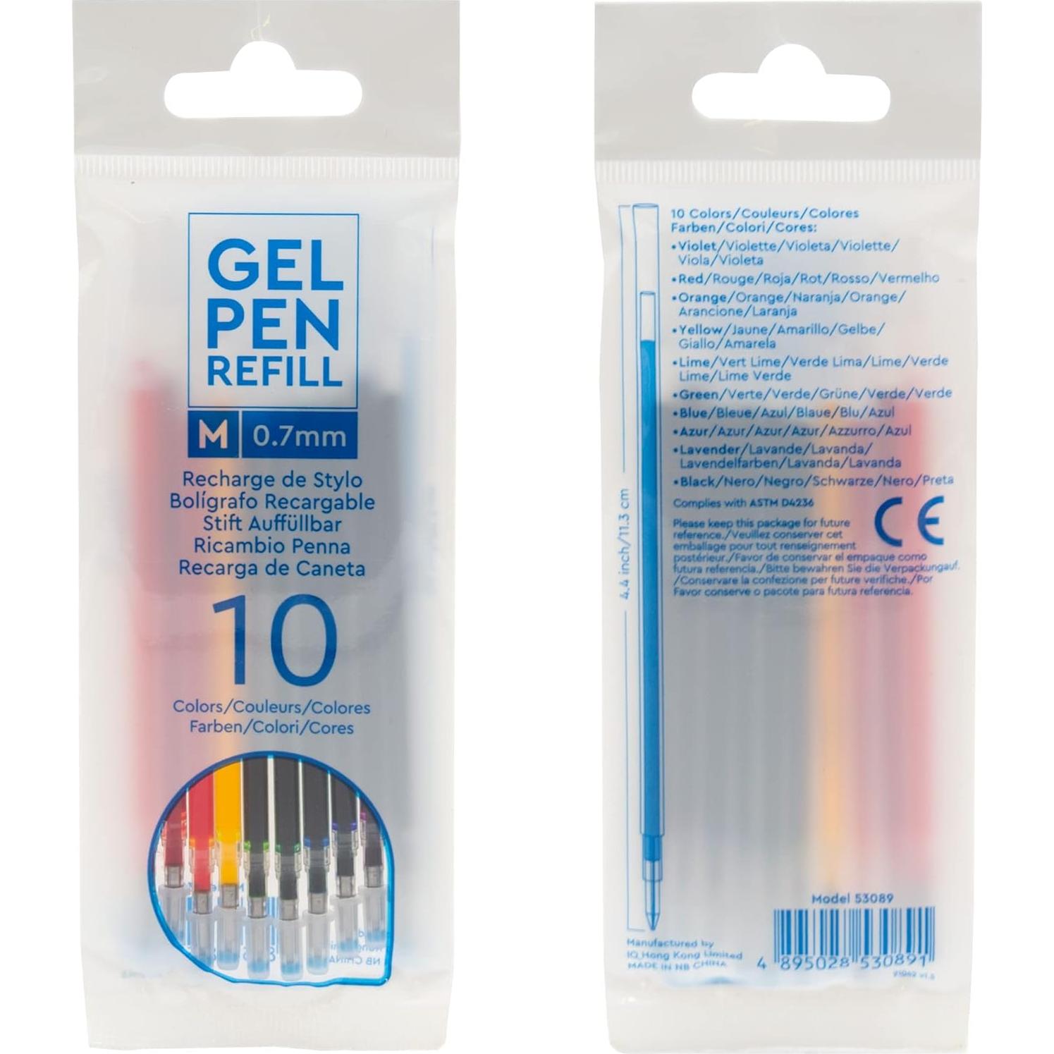 Recargas de bolígrafo de gel IQ - 10 unidades multicolor 0.7mm