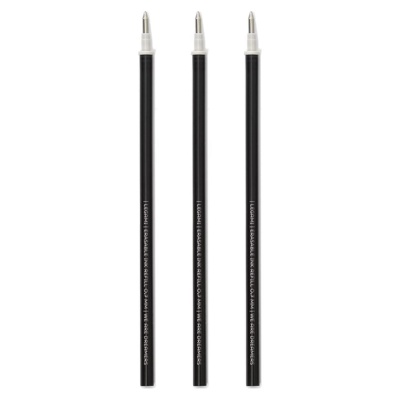 Recargas Legami para Bolígrafo Borrable, Set de 3, Tinta Negra