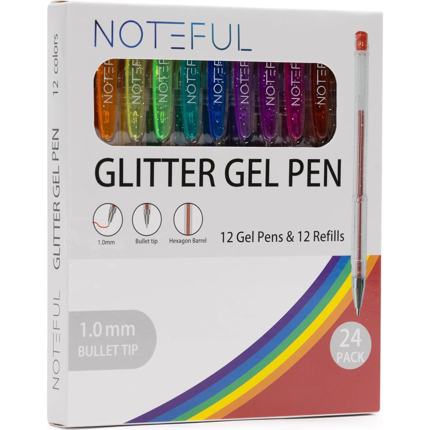 Juego de Bolígrafos de Gel Brillantes Noteful - 24 Piezas