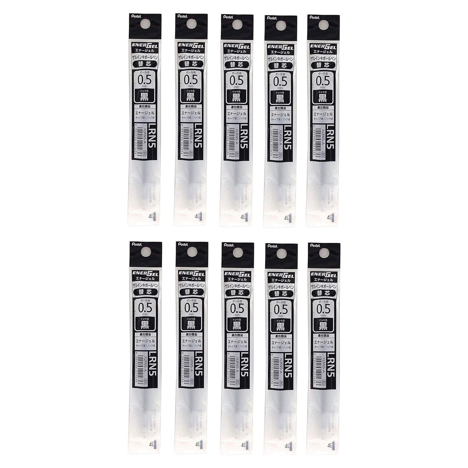 Recarga de Tinta Pentel EnerGel 0.5mm Negra - 10 Unidades