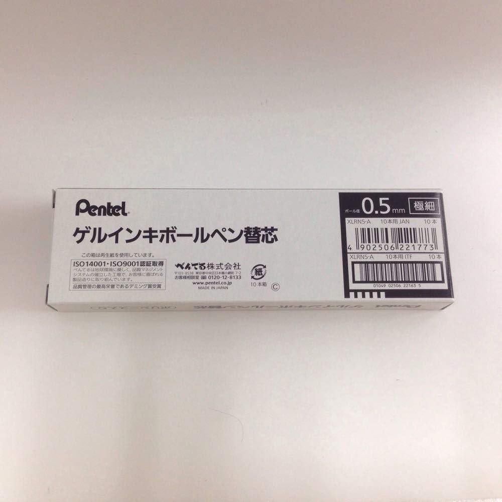 Recarga de Tinta Pentel EnerGel 0.5mm Negra - 10 Unidades