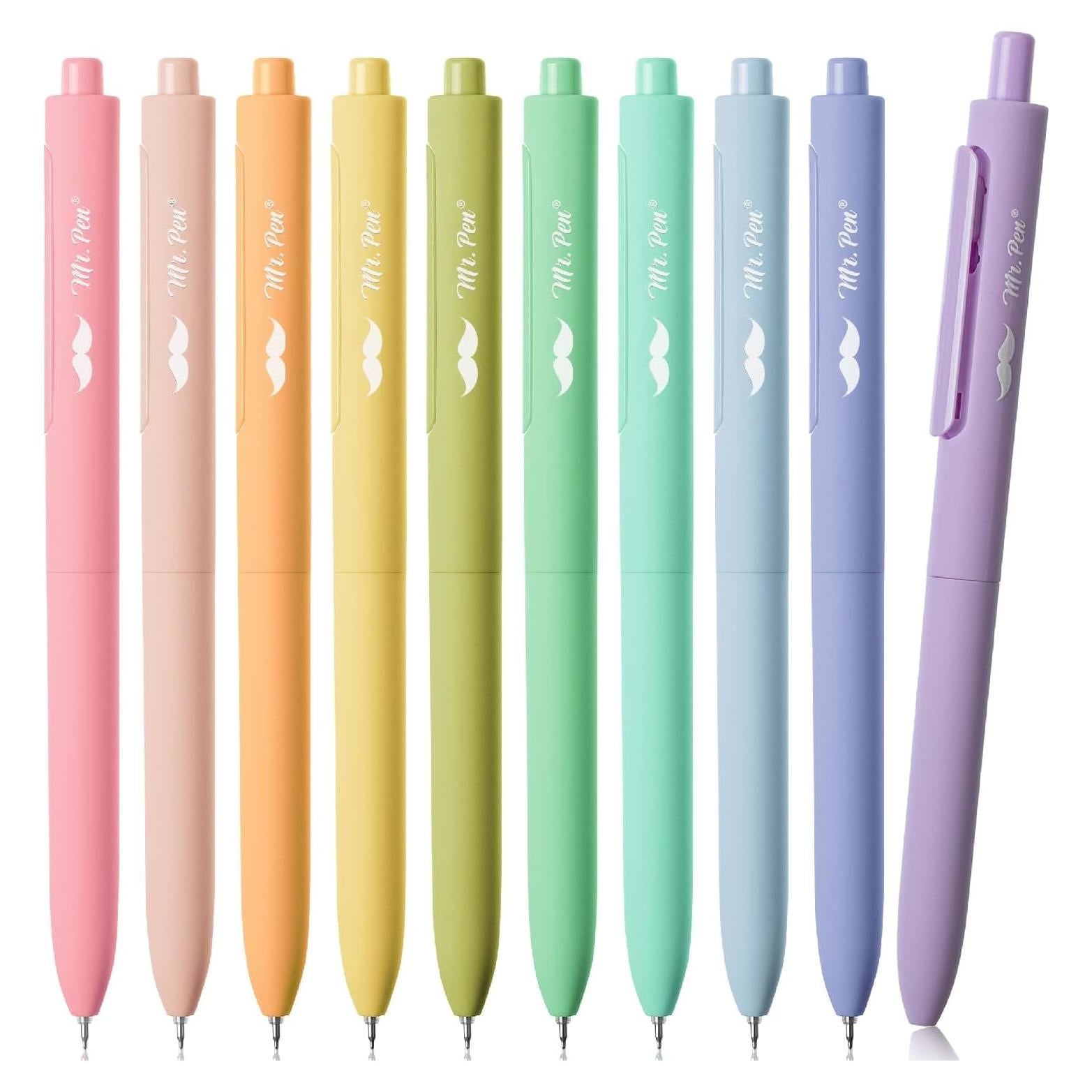 Bolígrafos de Gel Retráctiles Mr. Pen, 10 Colores, 0.5mm