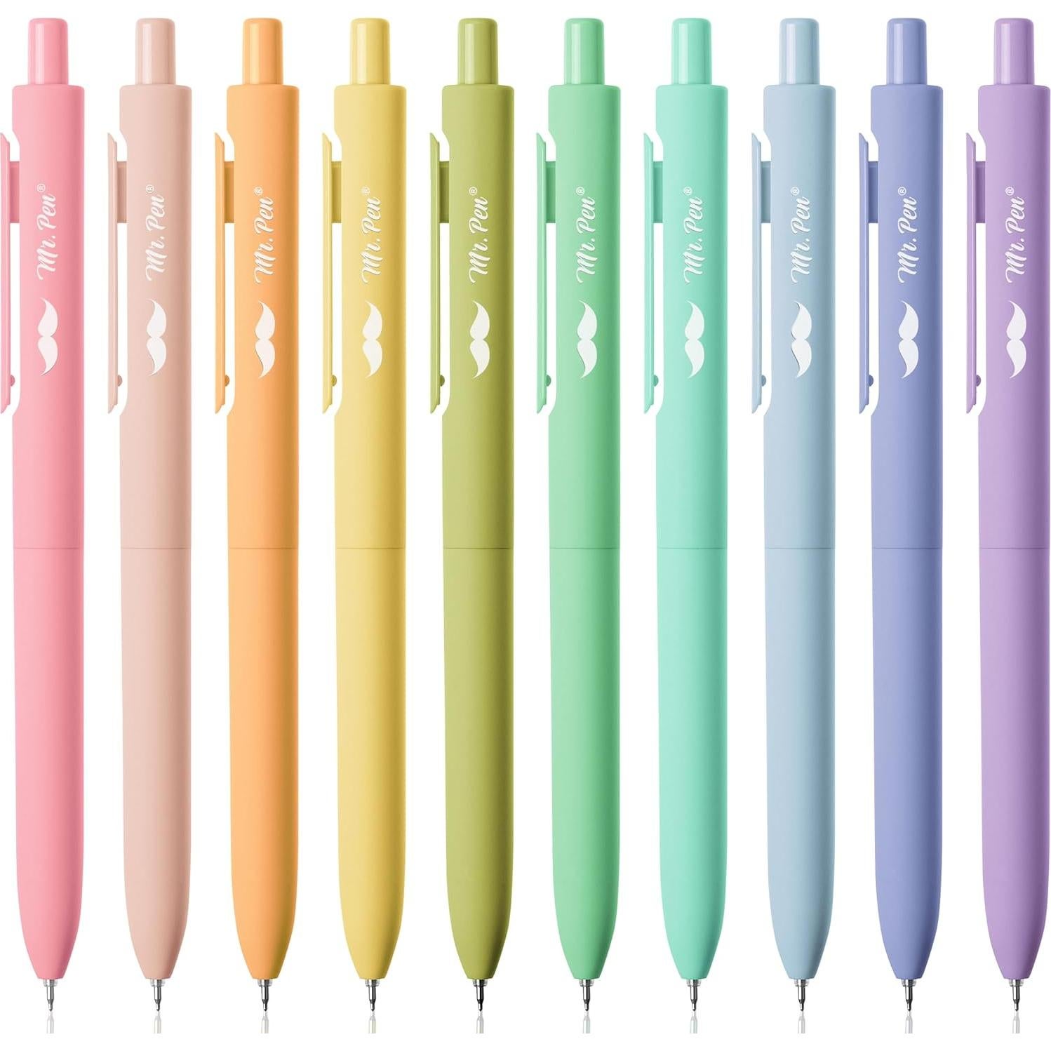 Bolígrafos de Gel Retráctiles Mr. Pen, 10 Colores, 0.5mm