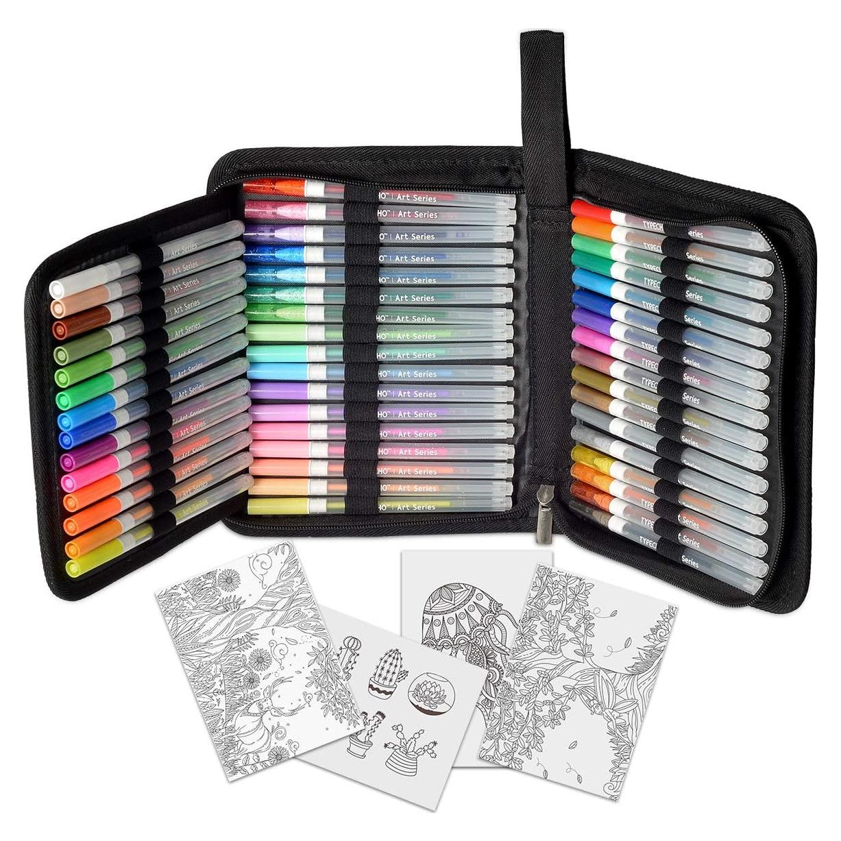 Set de 48 bolígrafos de gel Typecho con estuche portátil