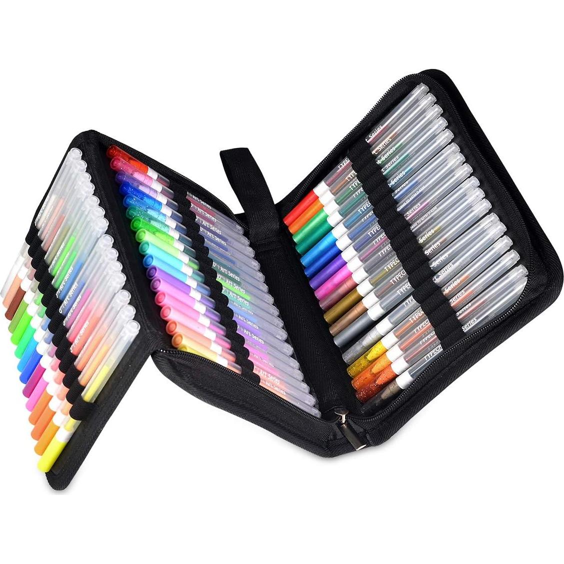 Set de 48 bolígrafos de gel Typecho con estuche portátil