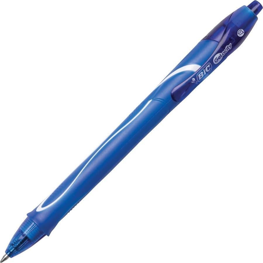 Bolígrafos de Gel BIC Gelocity Quick Dry Azul 0.7mm Paquete 12