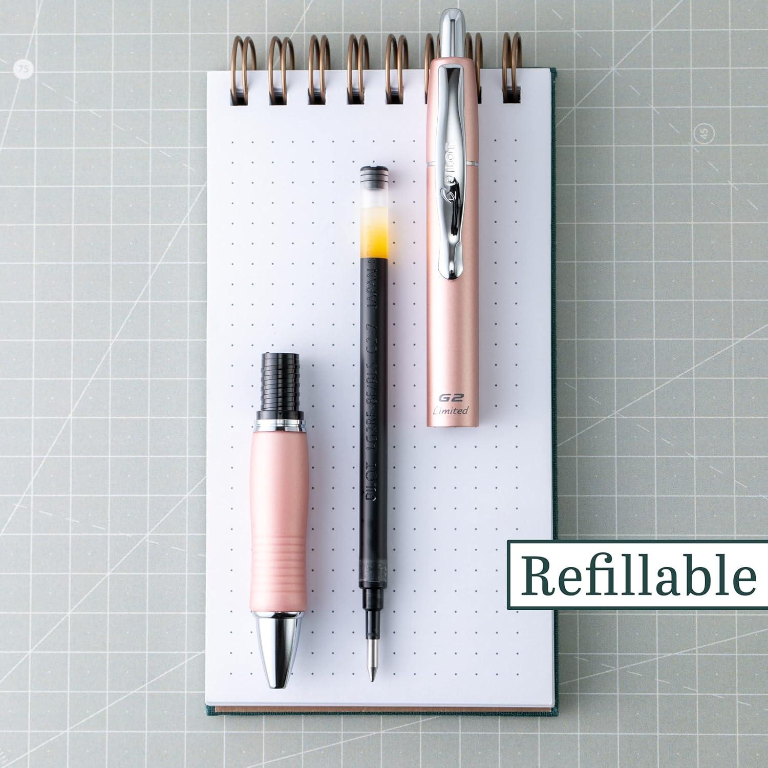 Bolígrafo Gel Pilot G2 Premium Rosa Dorado 0.7mm Tinta Negra