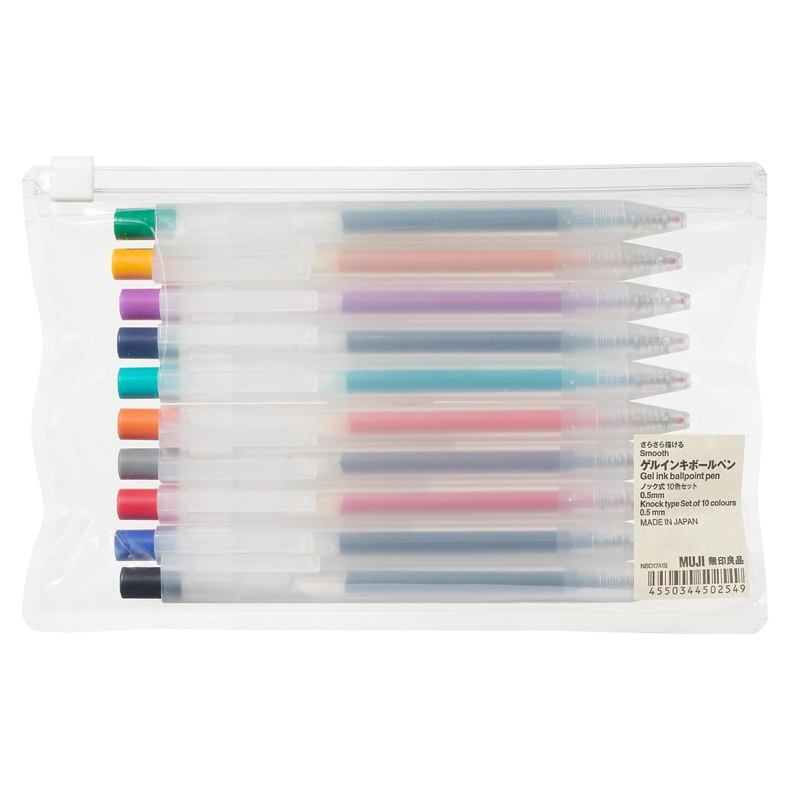 Bolígrafo Gel MUJI 0.5mm Set 10 Colores Importado Japón