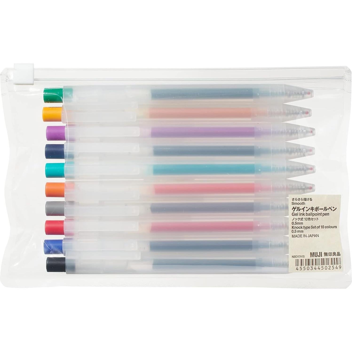 Bolígrafo Gel MUJI 0.5mm Set 10 Colores Importado Japón